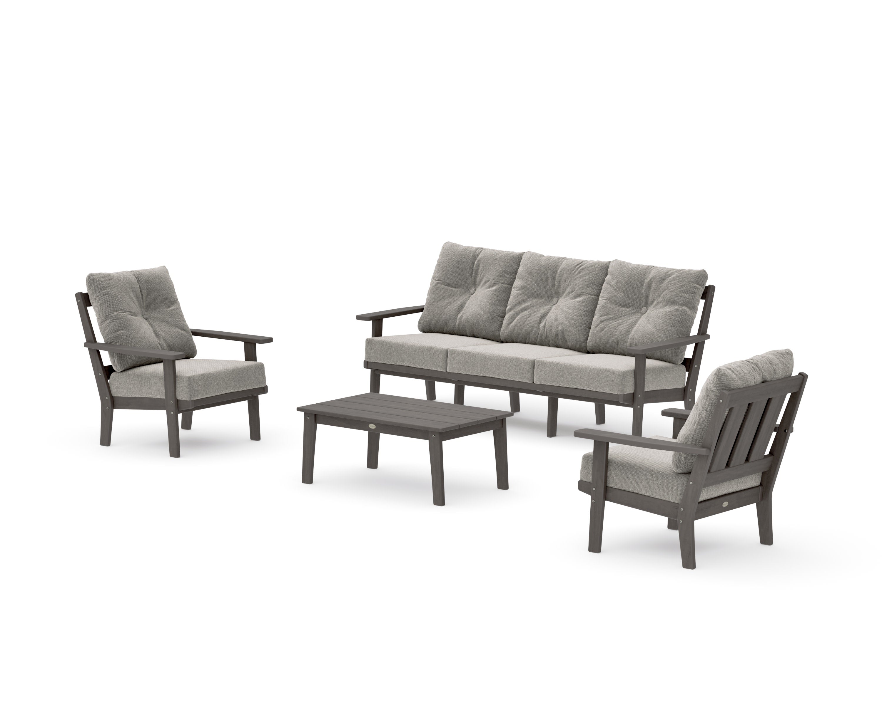 Oxford 4-Piece Deep Seating Set with Sofa in Driftwood / Weathered Tweed