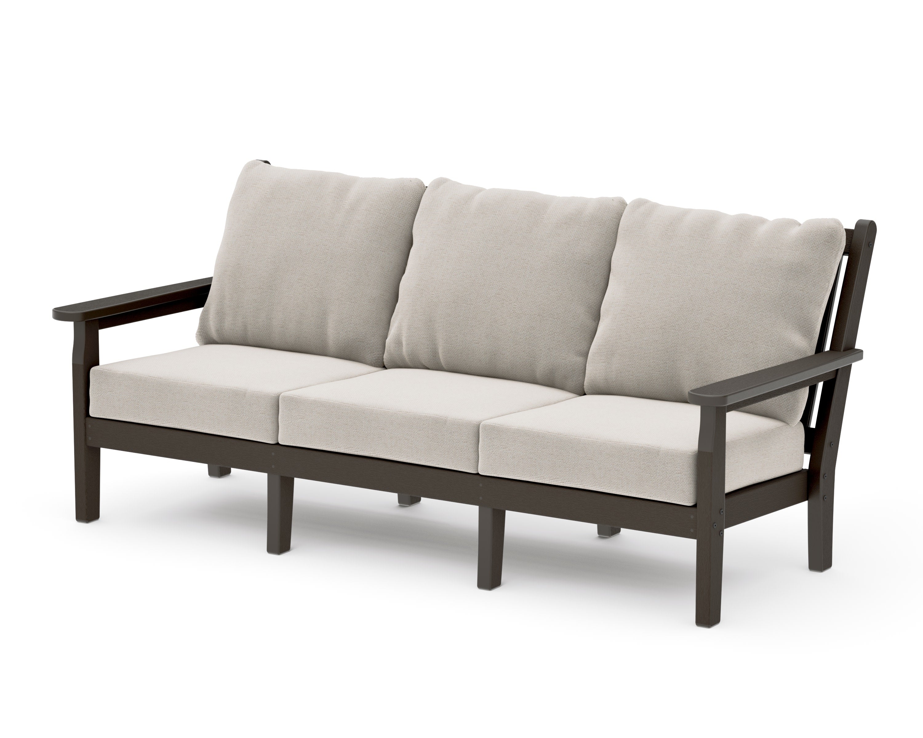 Chippendale Deep Seating Sofa in Vintage Coffee / Dune Burlap