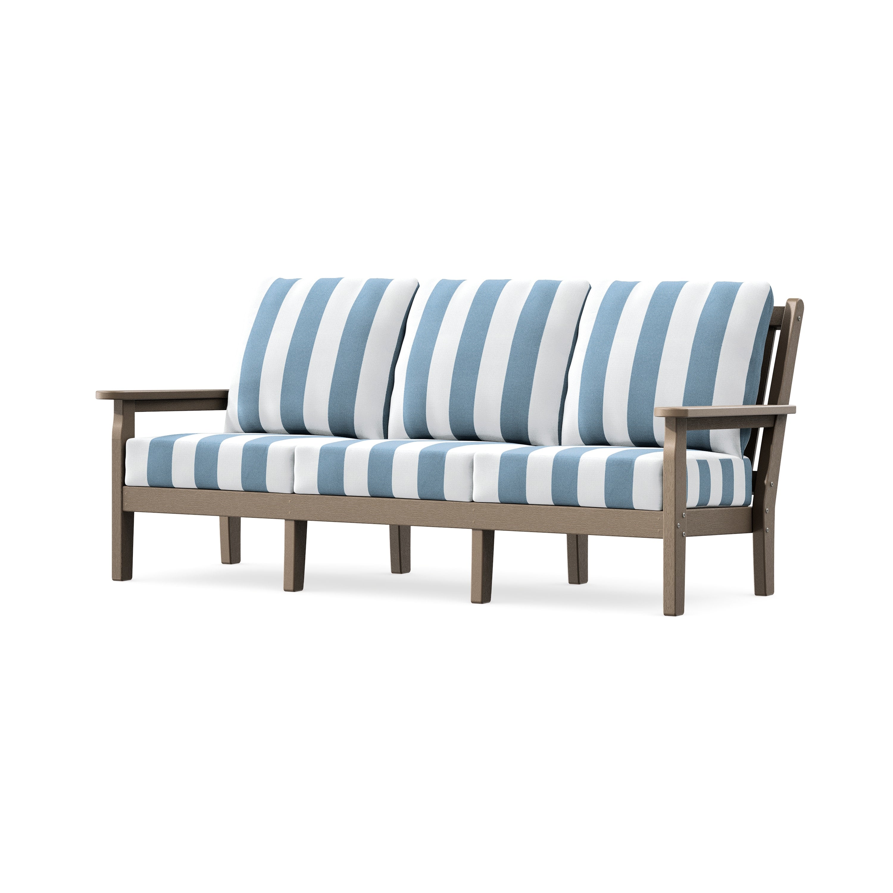 Chippendale Deep Seating Sofa in Vintage Sahara / Cabana Stripe Sky Blue