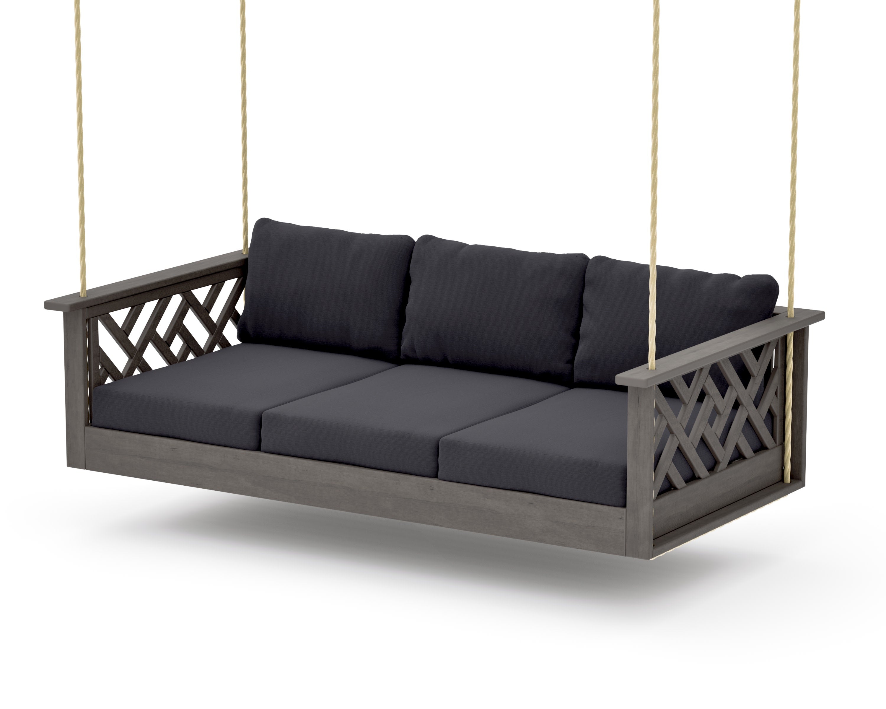 Chippendale Daybed Swing in Driftwood / Midnight Linen