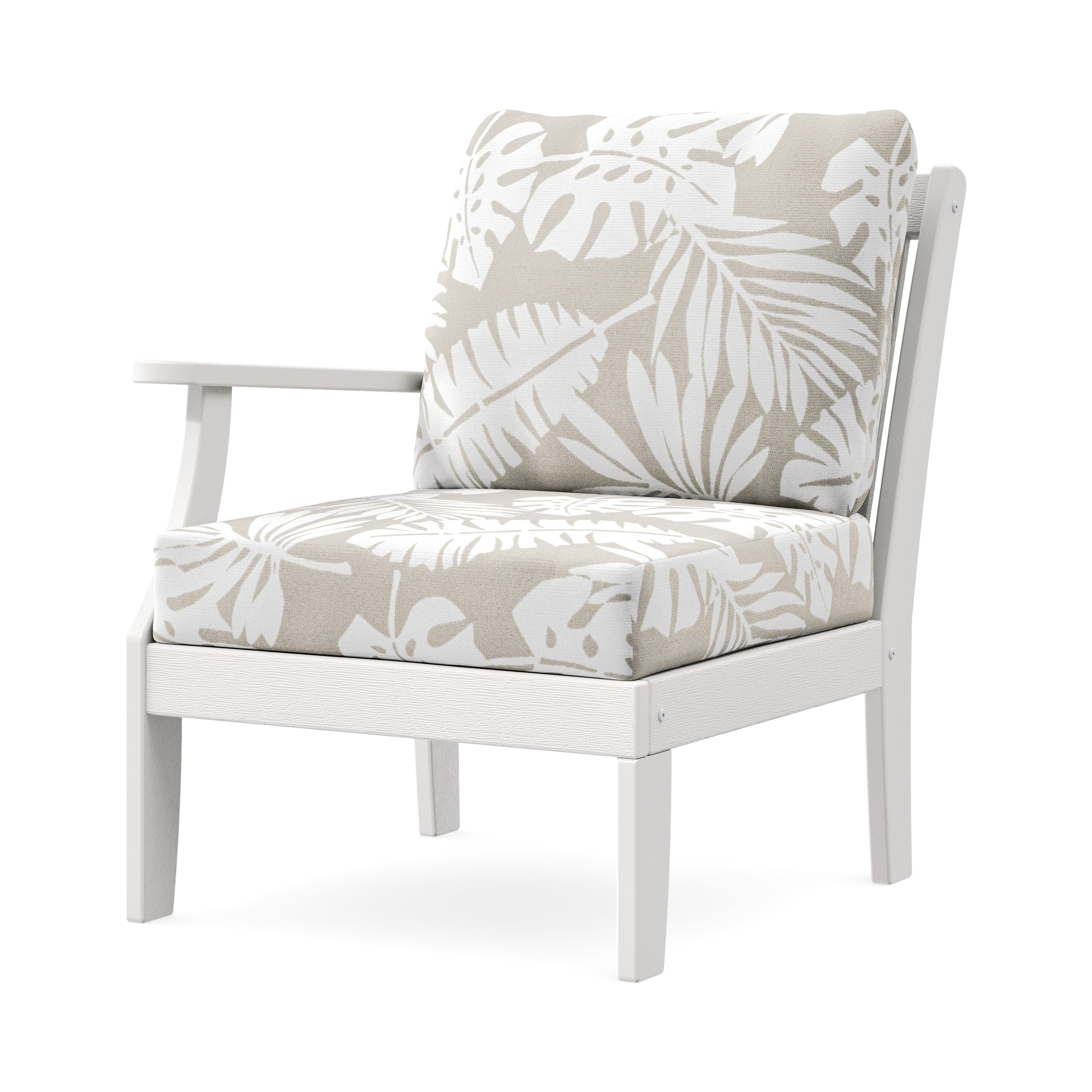 Braxton Modular Left Arm Chair in Vintage White / Leaf Dune Burlap