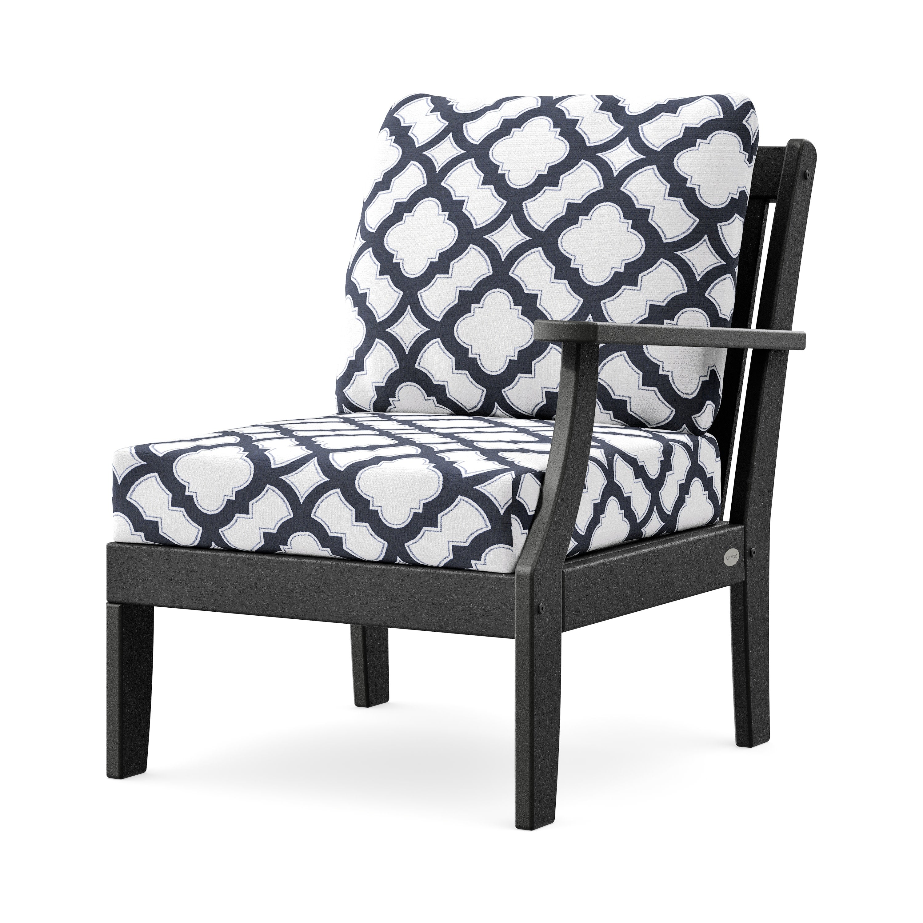 Braxton Modular Right Arm Chair in Black / Trellis Navy