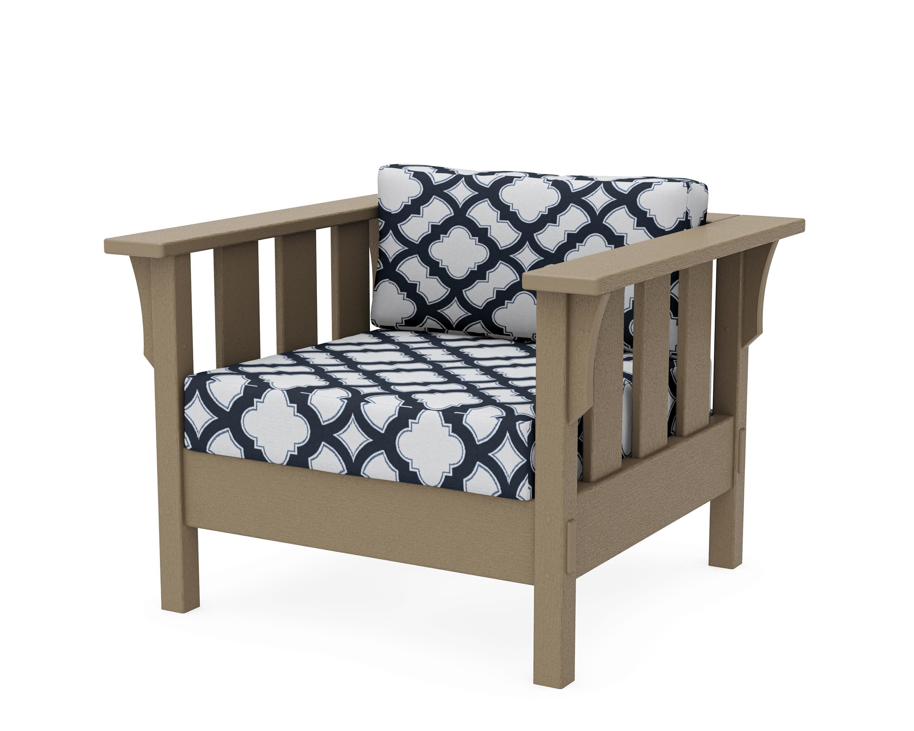 Acadia Deep Seating Chair in Vintage Sahara / Trellis Marine Indigo