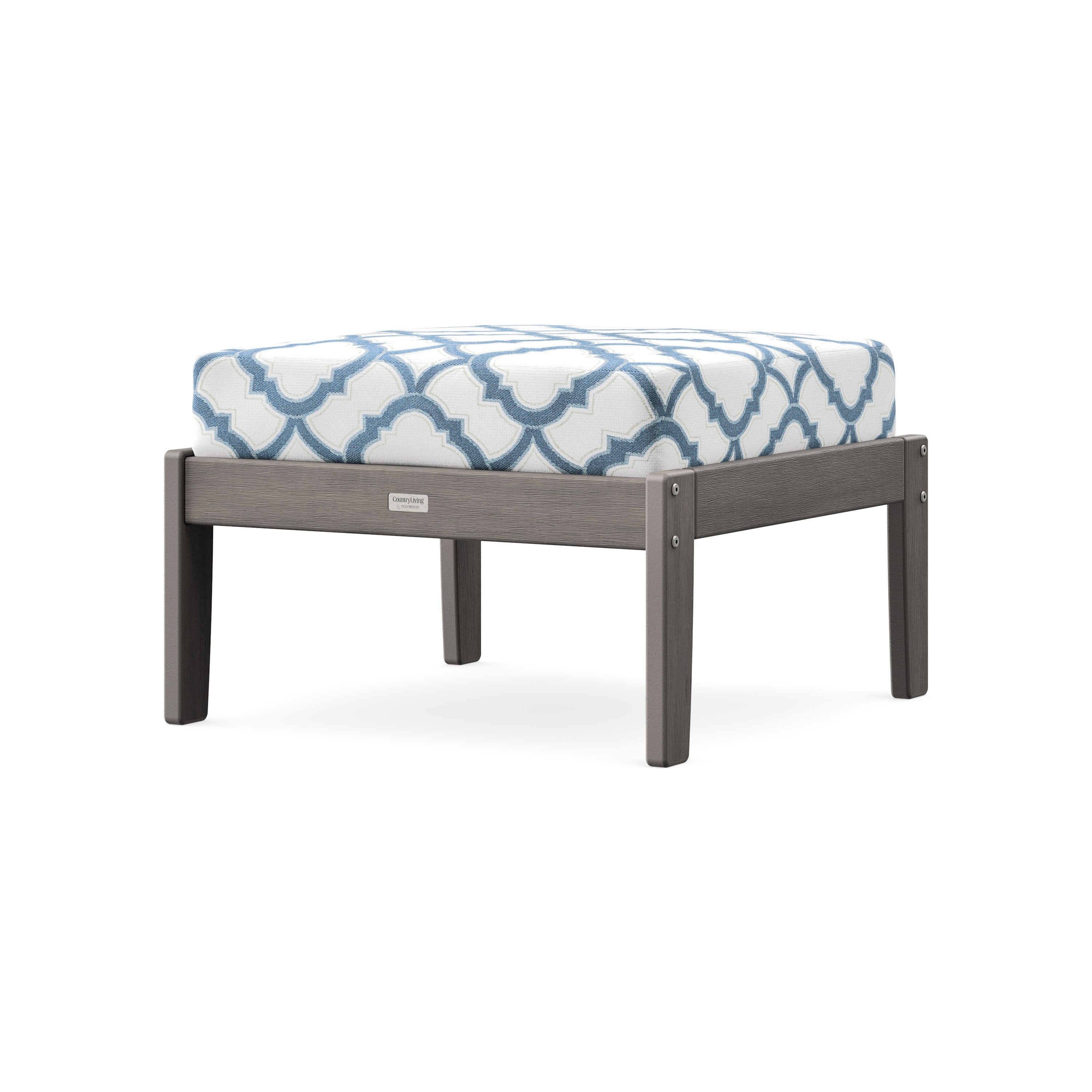Cottage Deep Seating Ottoman in Driftwood / Trellis Sky Blue