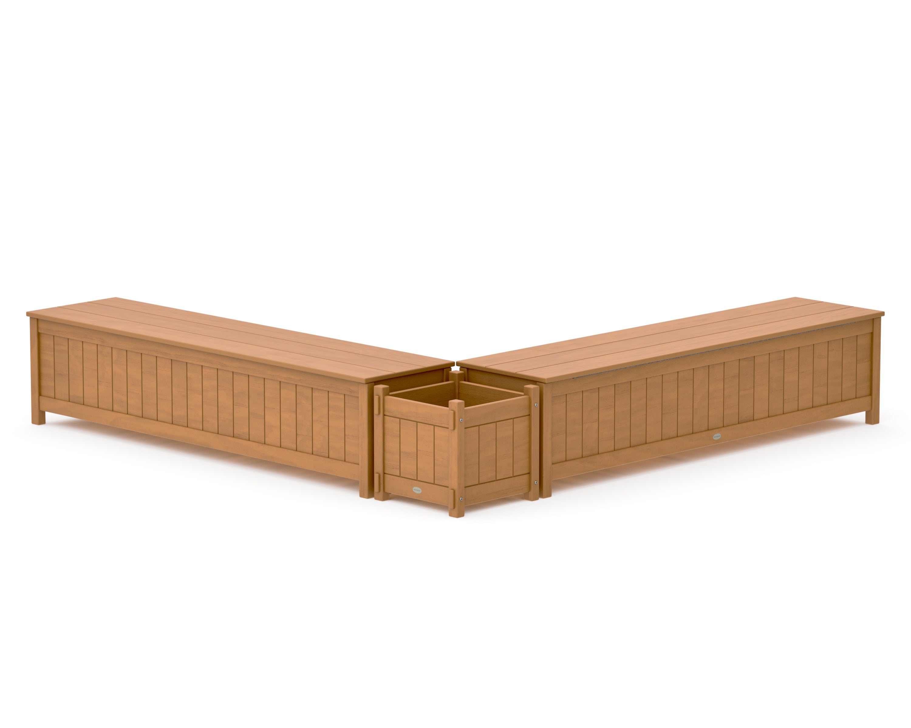 72" Vineyard L- Shaped Planter Storage Bench Set in Natural
