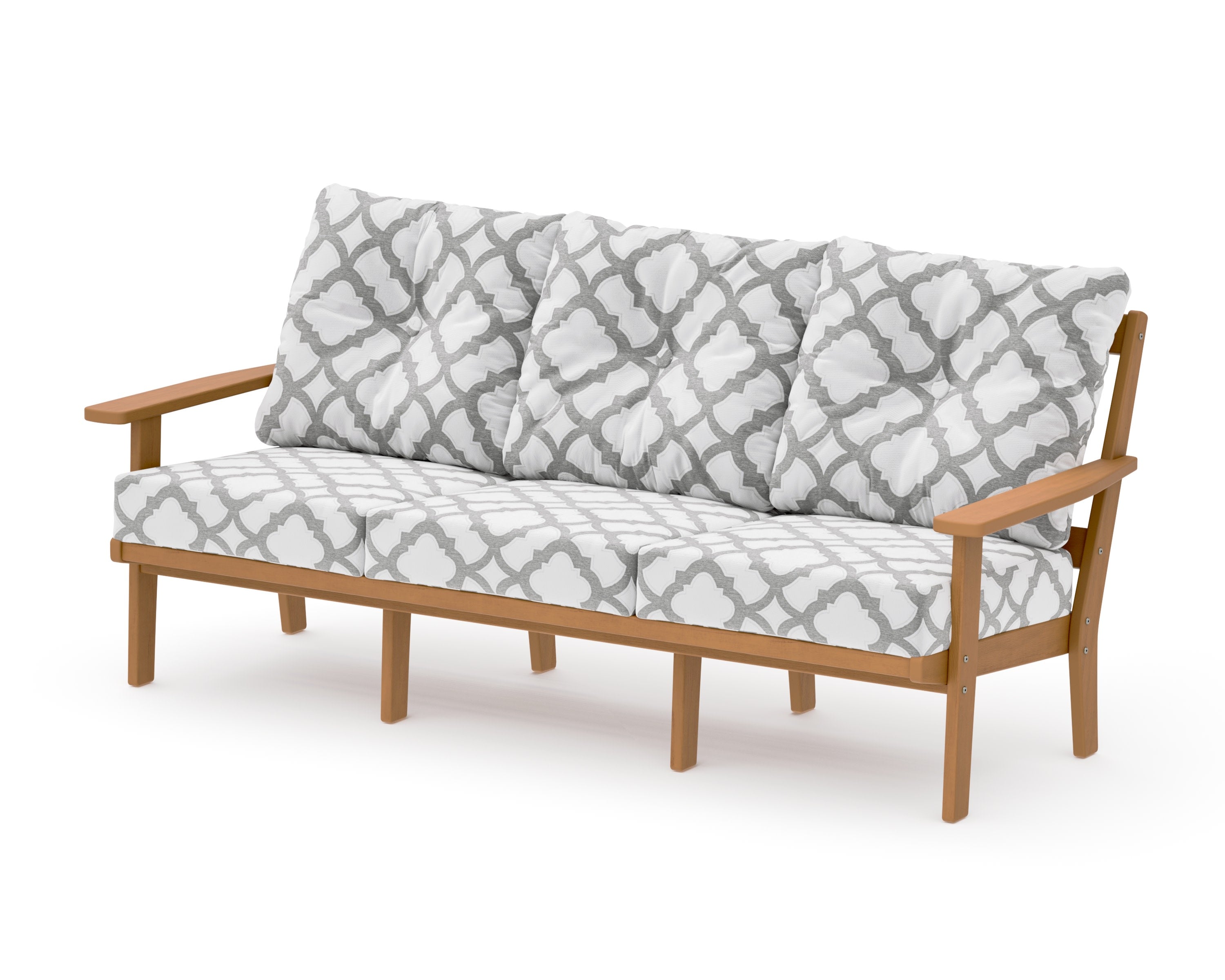 Oxford Deep Seating Sofa in Natural / Trellis Grey Mist