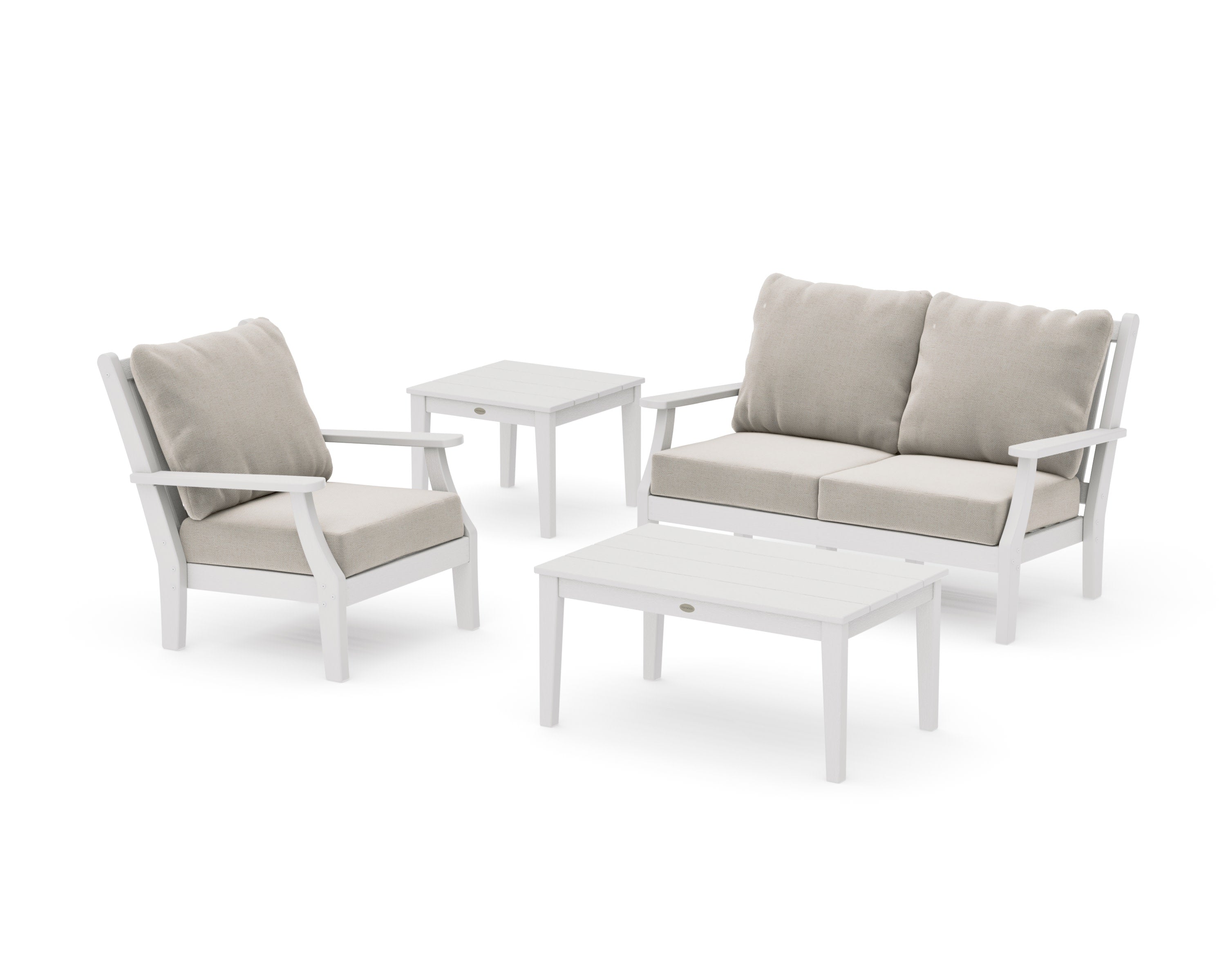 Wovendale 4-Piece Deep Seating Set in Vintage White / Dune Burlap