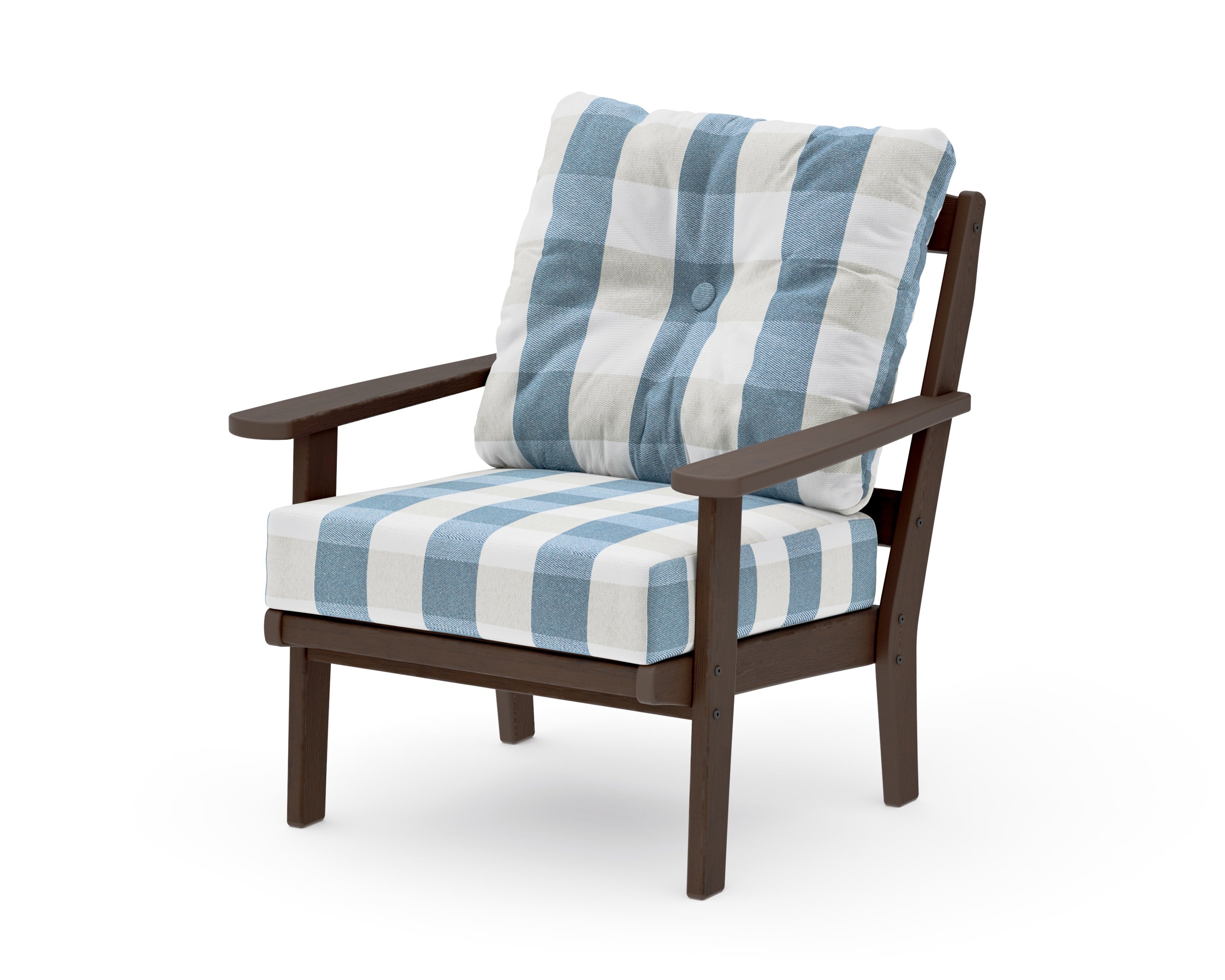 Mission Deep Seating Chair in Kona / Buffalo Plaid Sky Blue