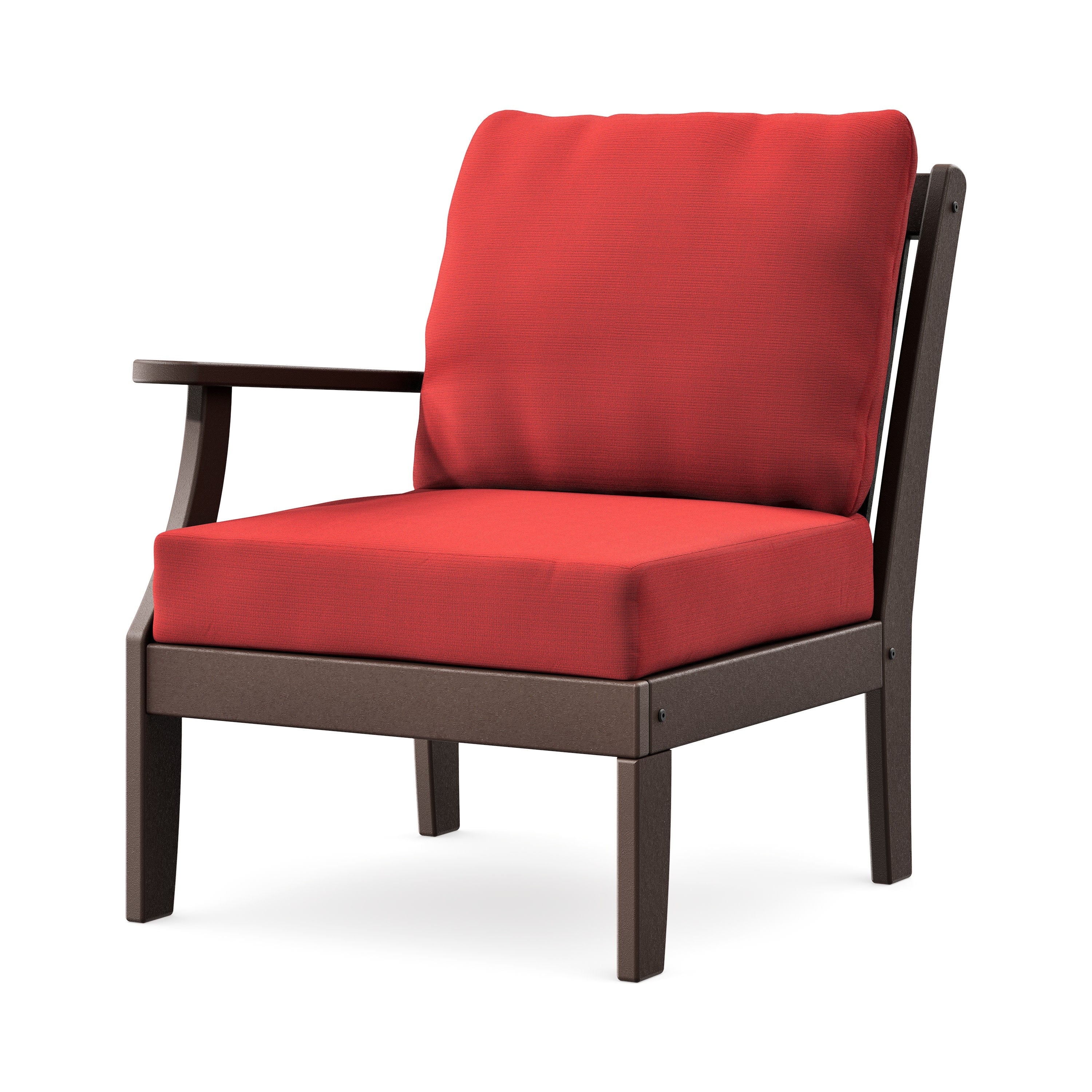 Braxton Modular Left Arm Chair in Mahogany / Crimson Linen
