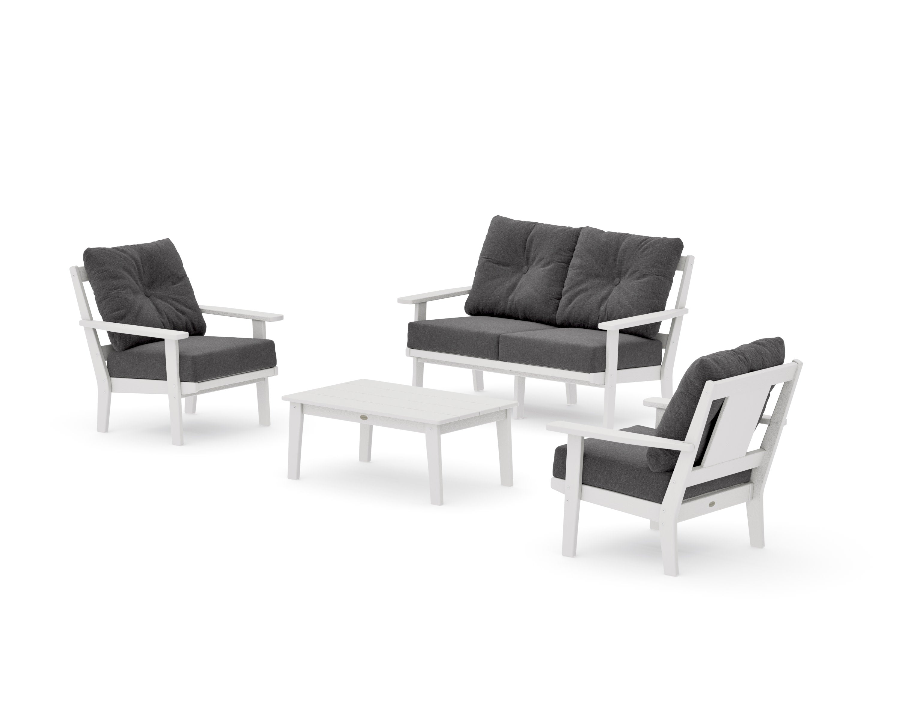 Prairie 4-Piece Deep Seating Set with Loveseat in Vintage White / Ash Charcoal