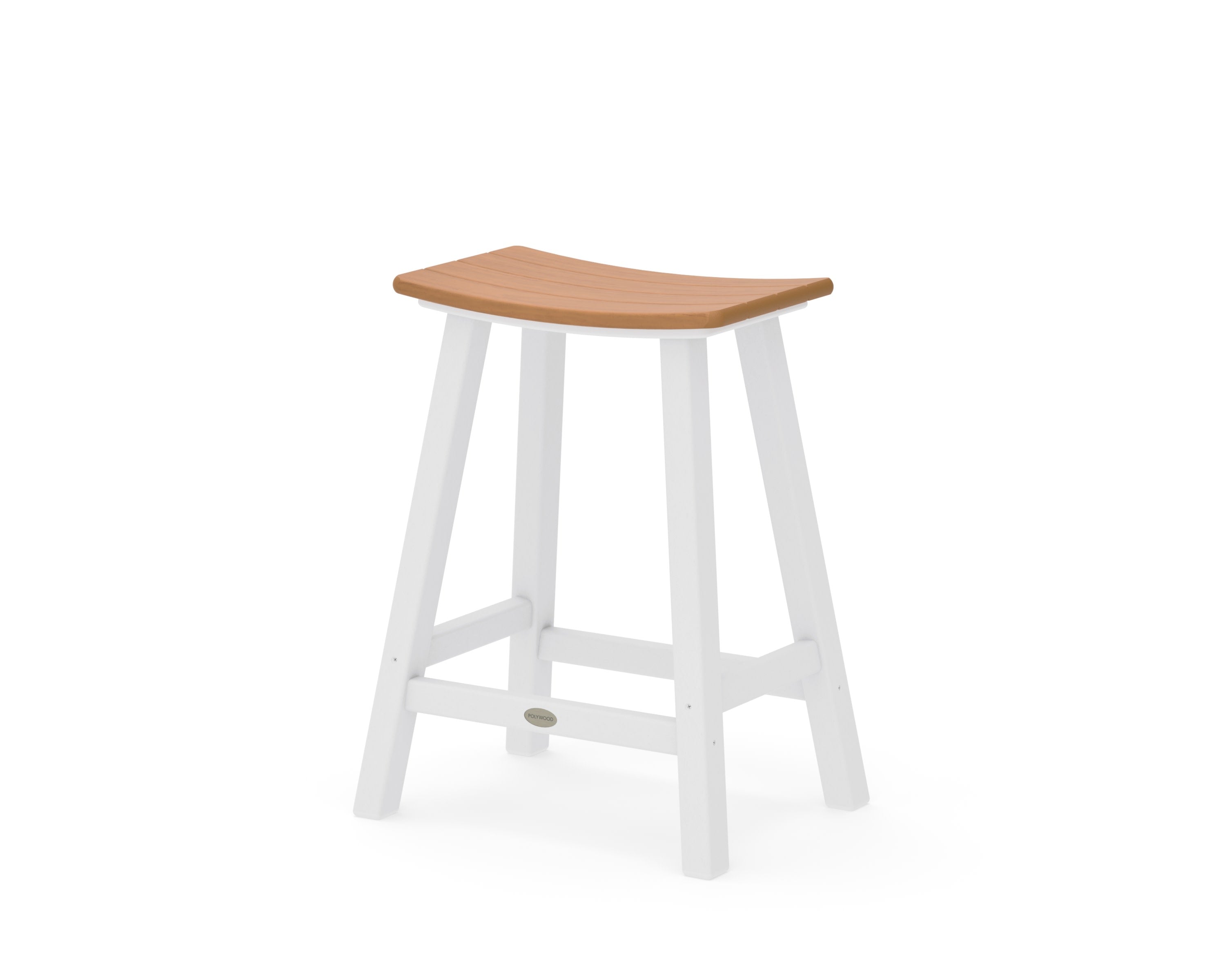 Contempo 24" Saddle Counter Stool in White / Natural