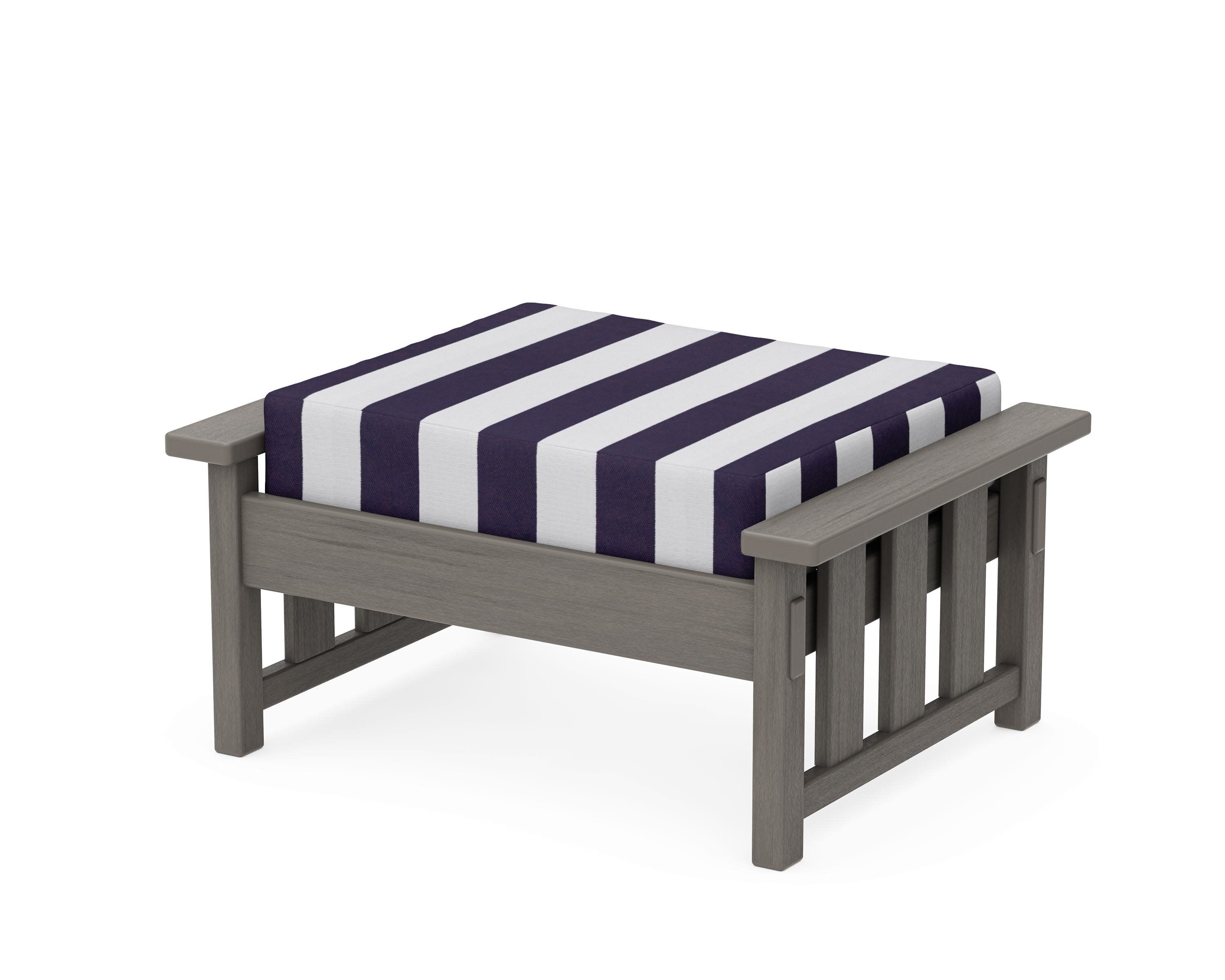 Acadia Deep Seating Ottoman in Driftwood / Cabana Stripe Navy