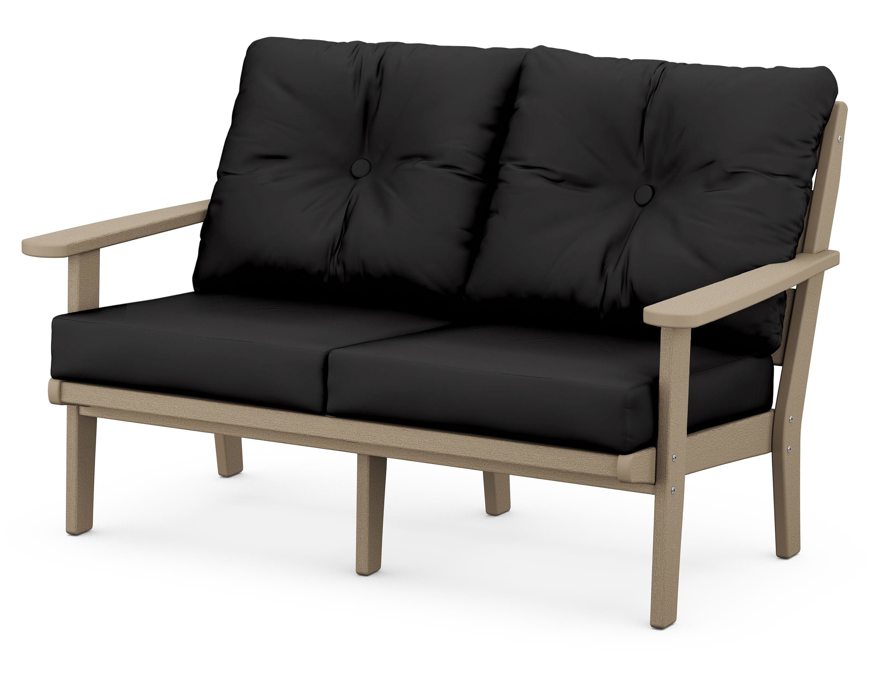 Lakeside Deep Seating Loveseat in Vintage Sahara / Canvas Black