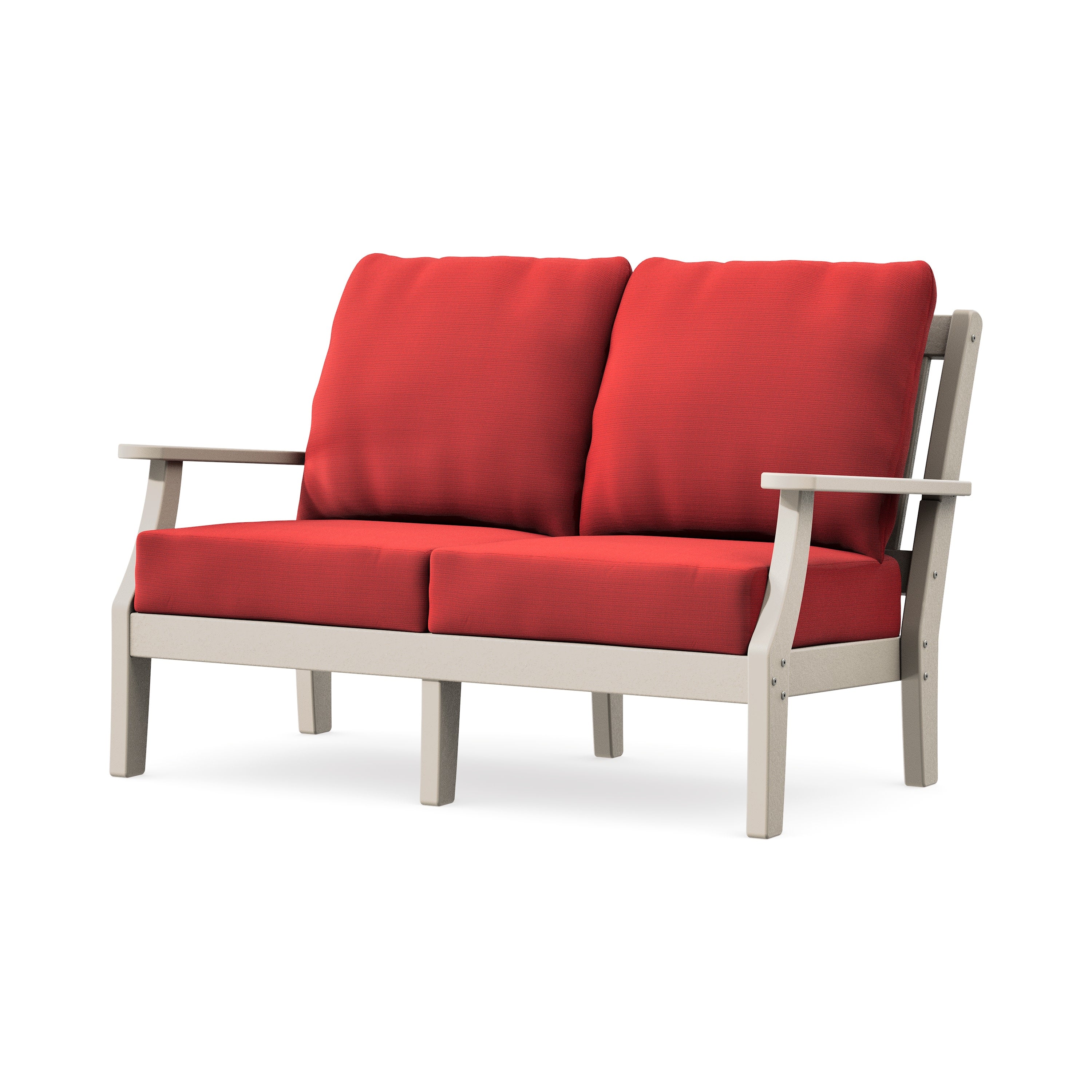 Chinoiserie Deep Seating Loveseat in Sand / Crimson Linen