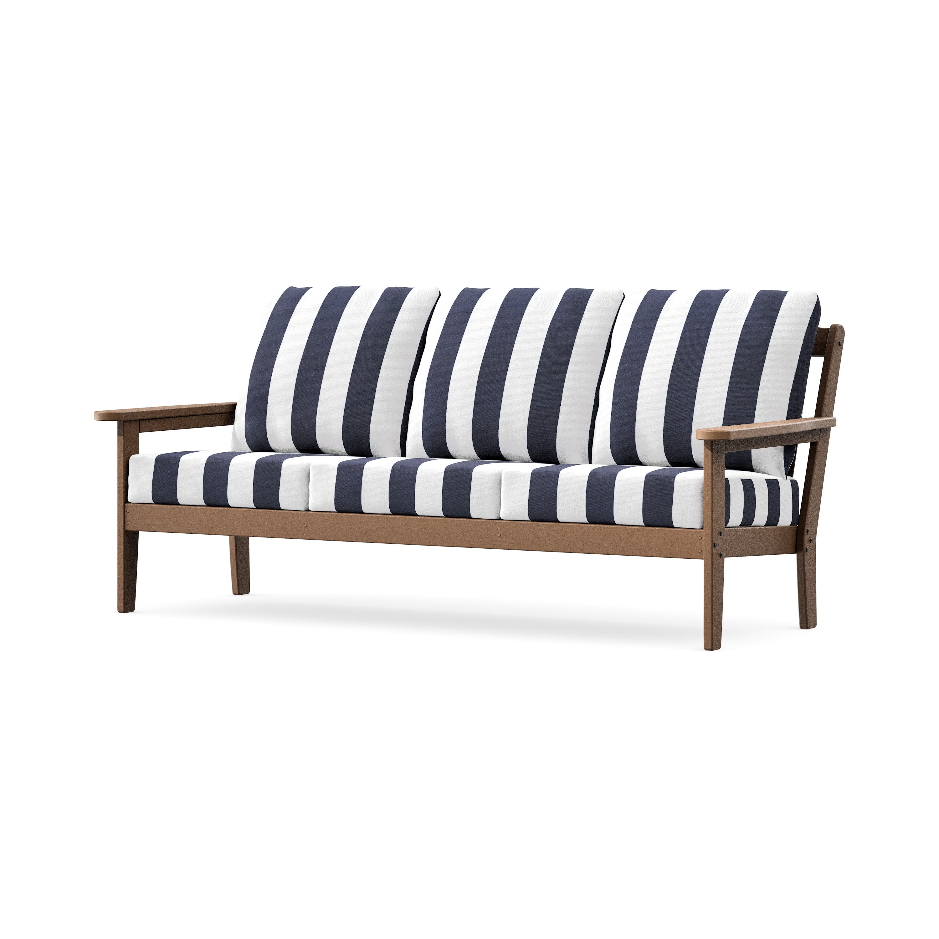 Cottage Deep Seating Sofa in Teak / Cabana Stripe Navy