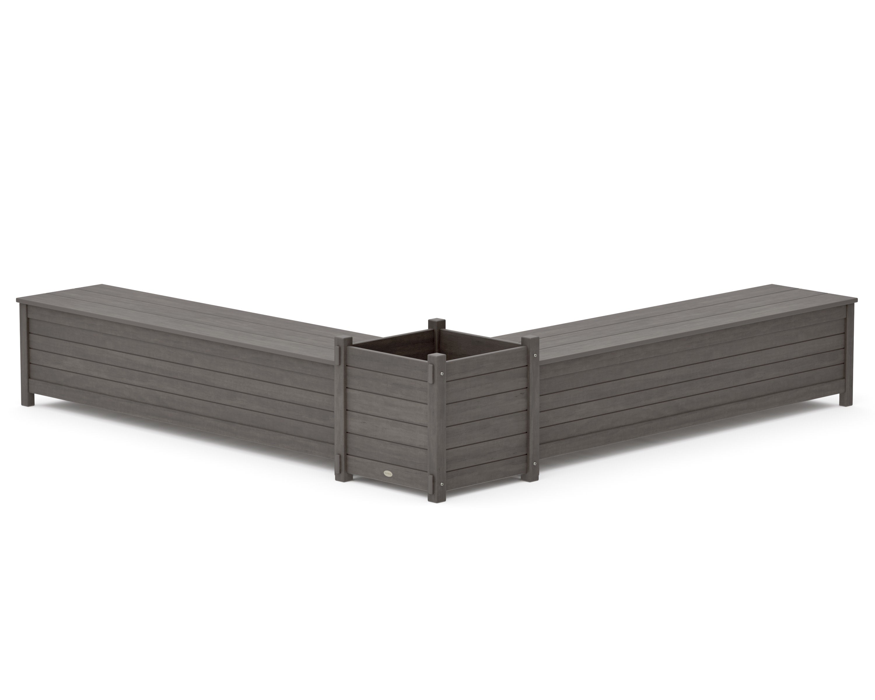 72" Nautical L- Shaped Planter Storage Bench Set- Large in Driftwood