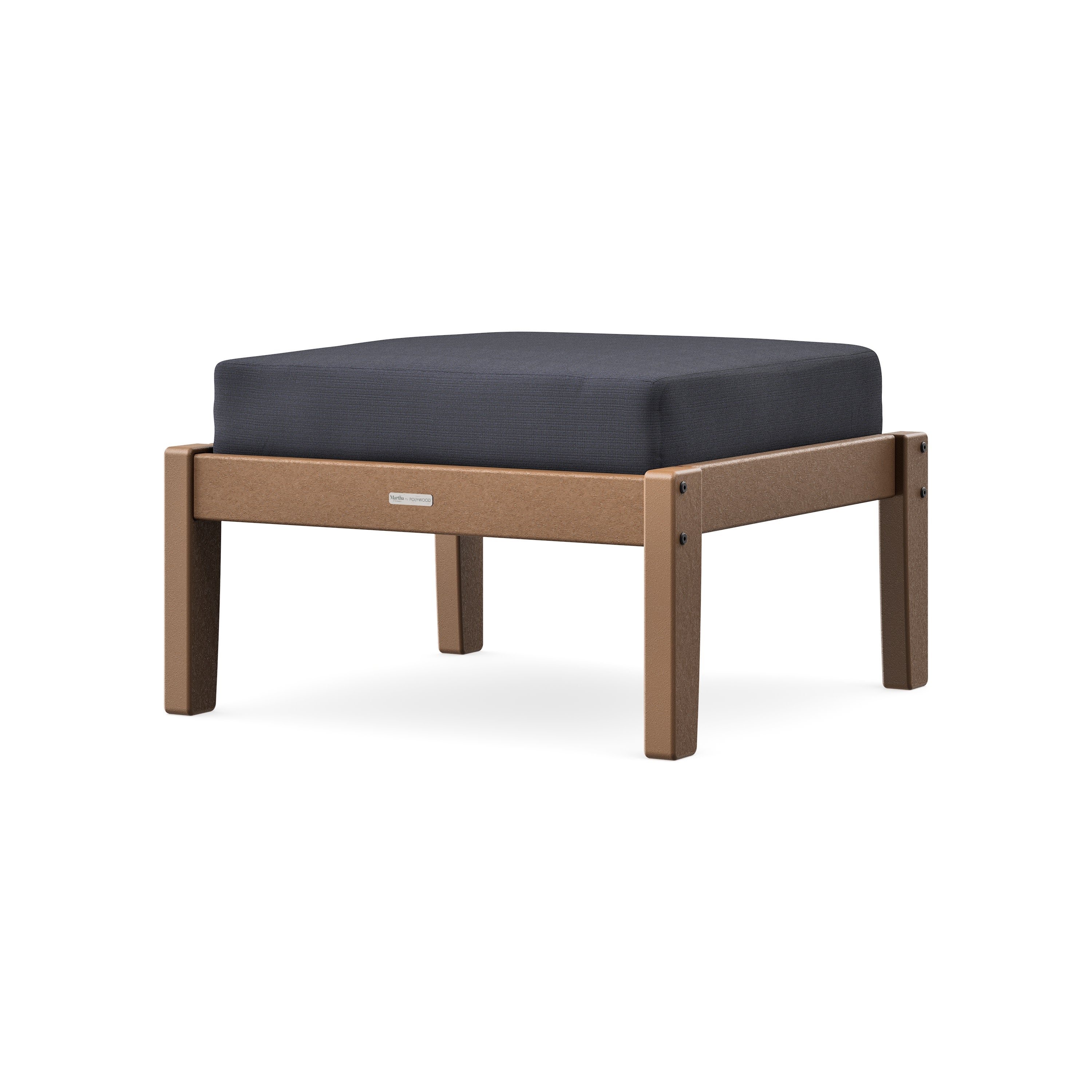 Chinoiserie Deep Seating Ottoman in Teak / Midnight Linen