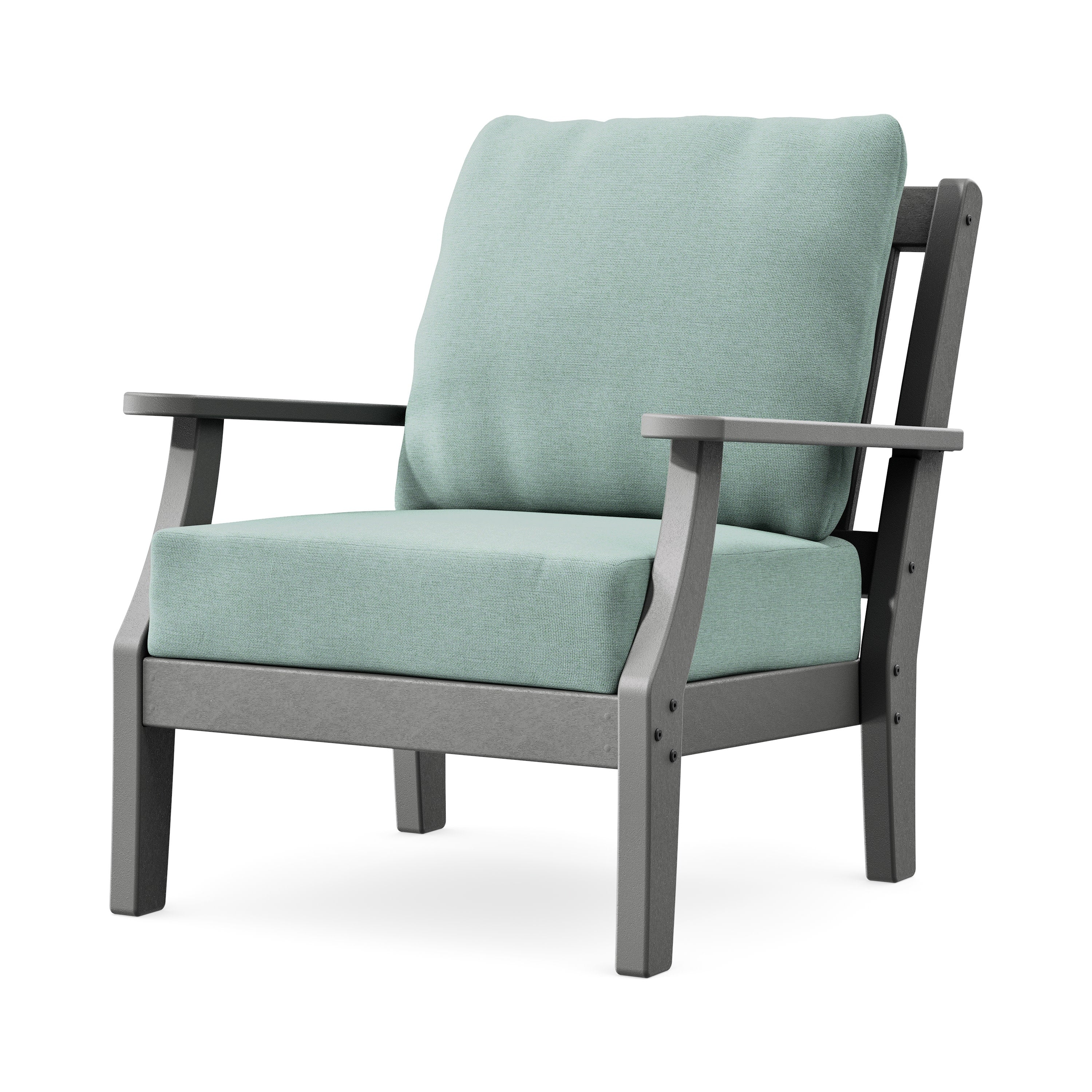 Chinoiserie Deep Seating Chair in Slate Grey / Glacier Spa