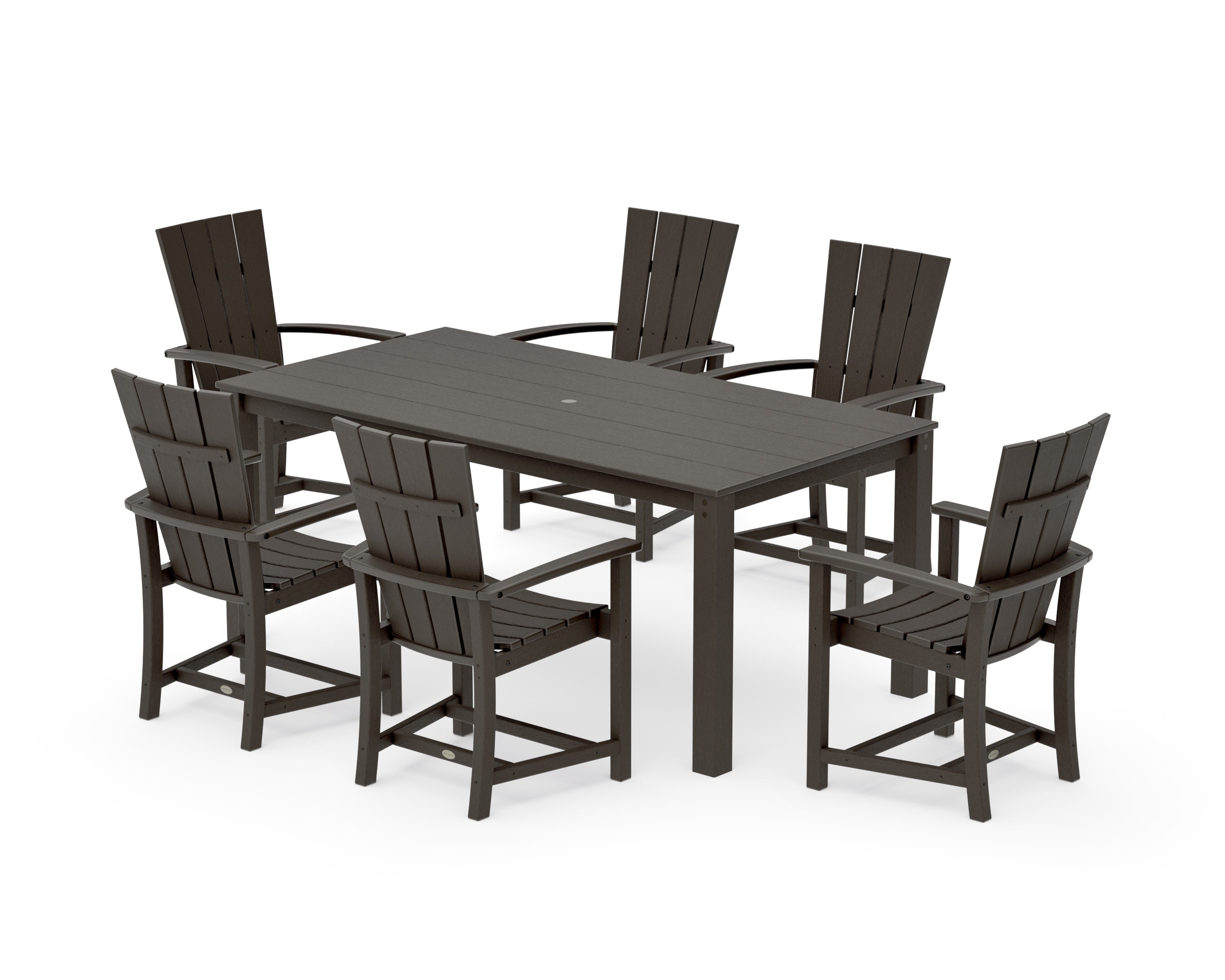 Quattro 7-Piece Parsons Dining Set in Vintage Coffee