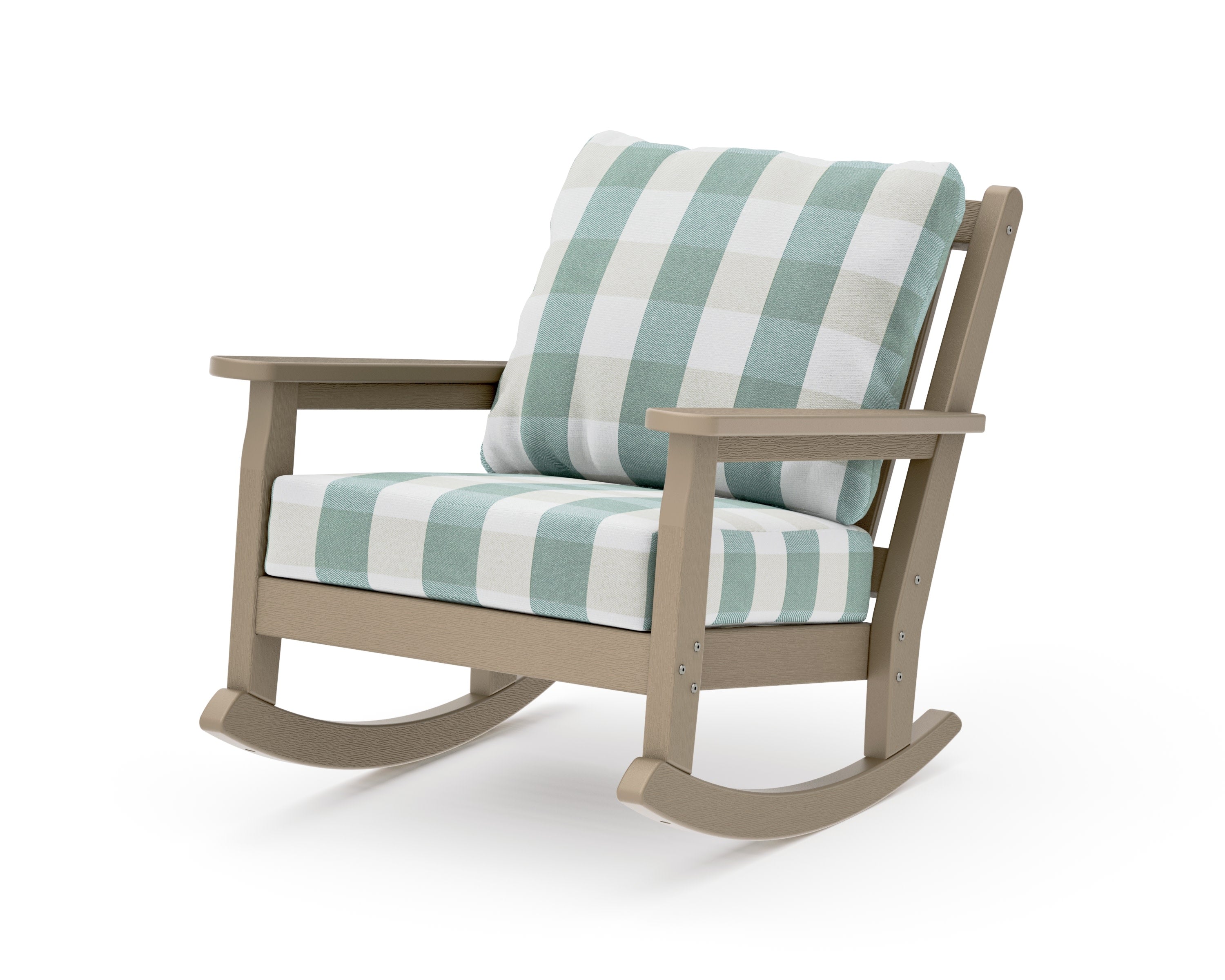 Chippendale Deep Seating Rocking Chair in Vintage Sahara / Buffalo Plaid Glacier Spa