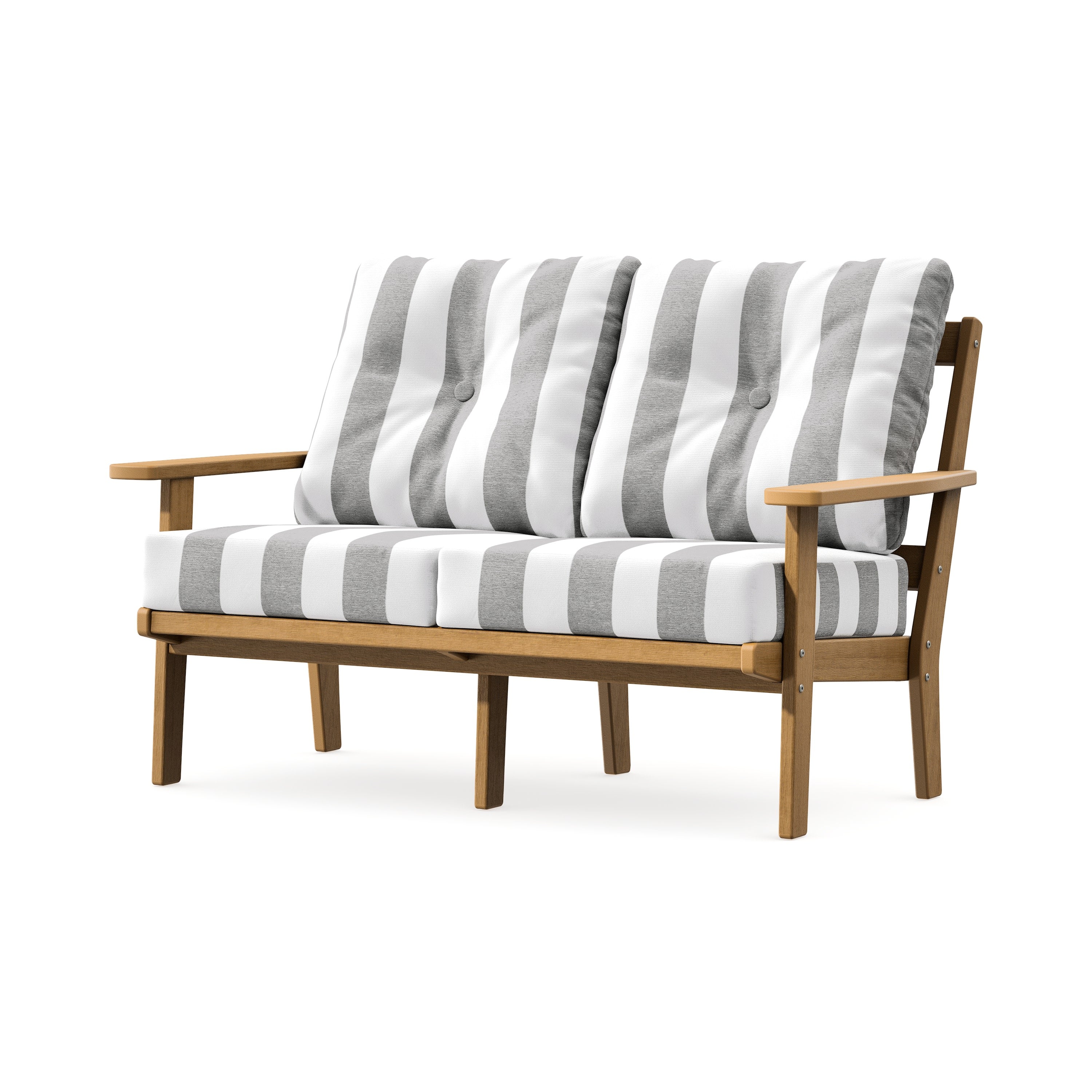 Oxford Deep SeatingLoveseat in Natural / Cabana Stripe Grey Mist