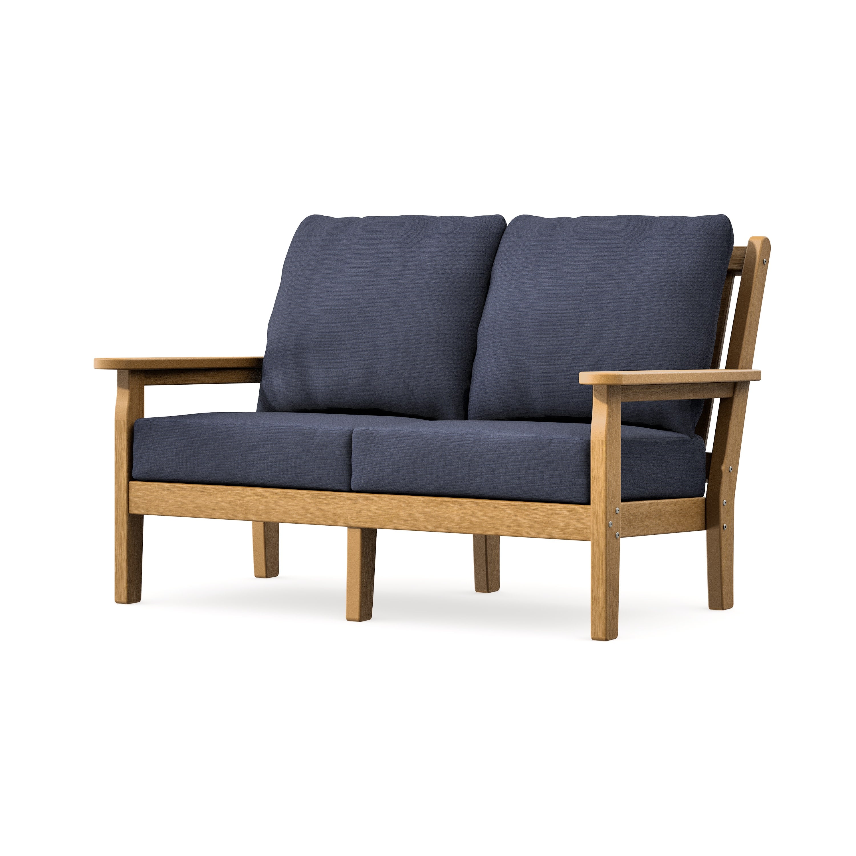 Chippendale Deep Seating Loveseat in Natural / Navy Linen