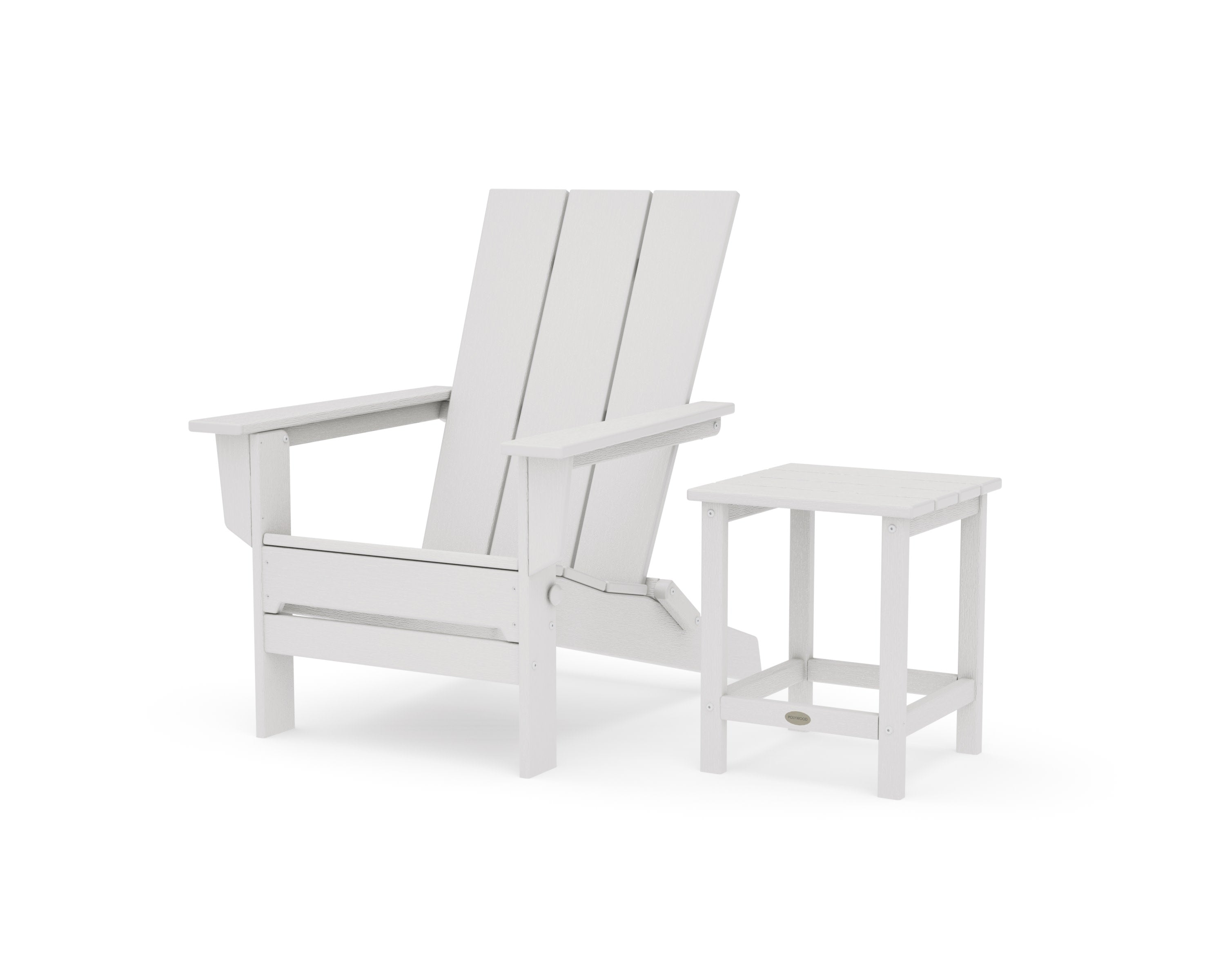 Modern Studio Folding Adirondack Chair with Side Table in Vintage White