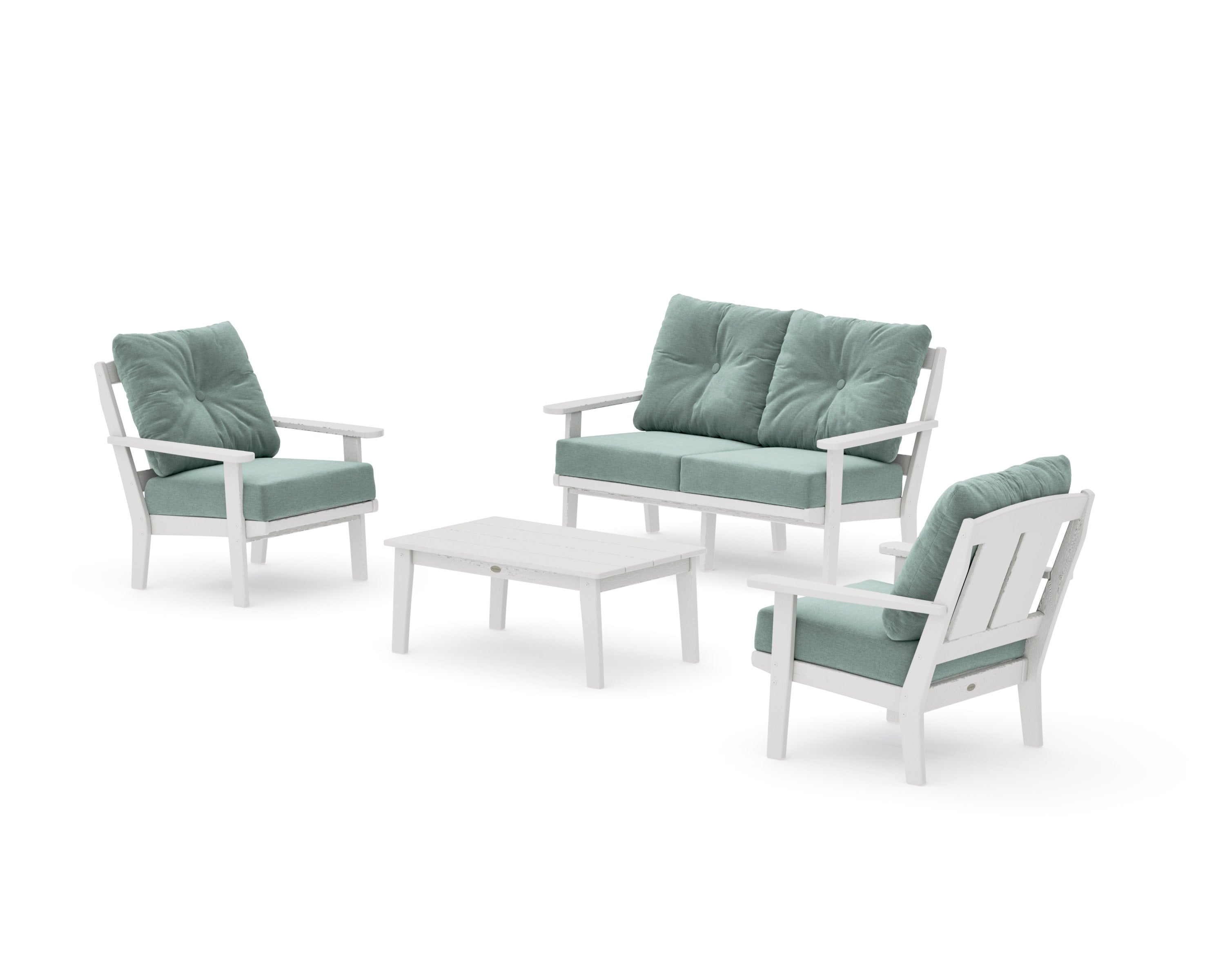 Mission 4-Piece Deep Seating Set with Loveseat in Vintage White / Glacier Spa