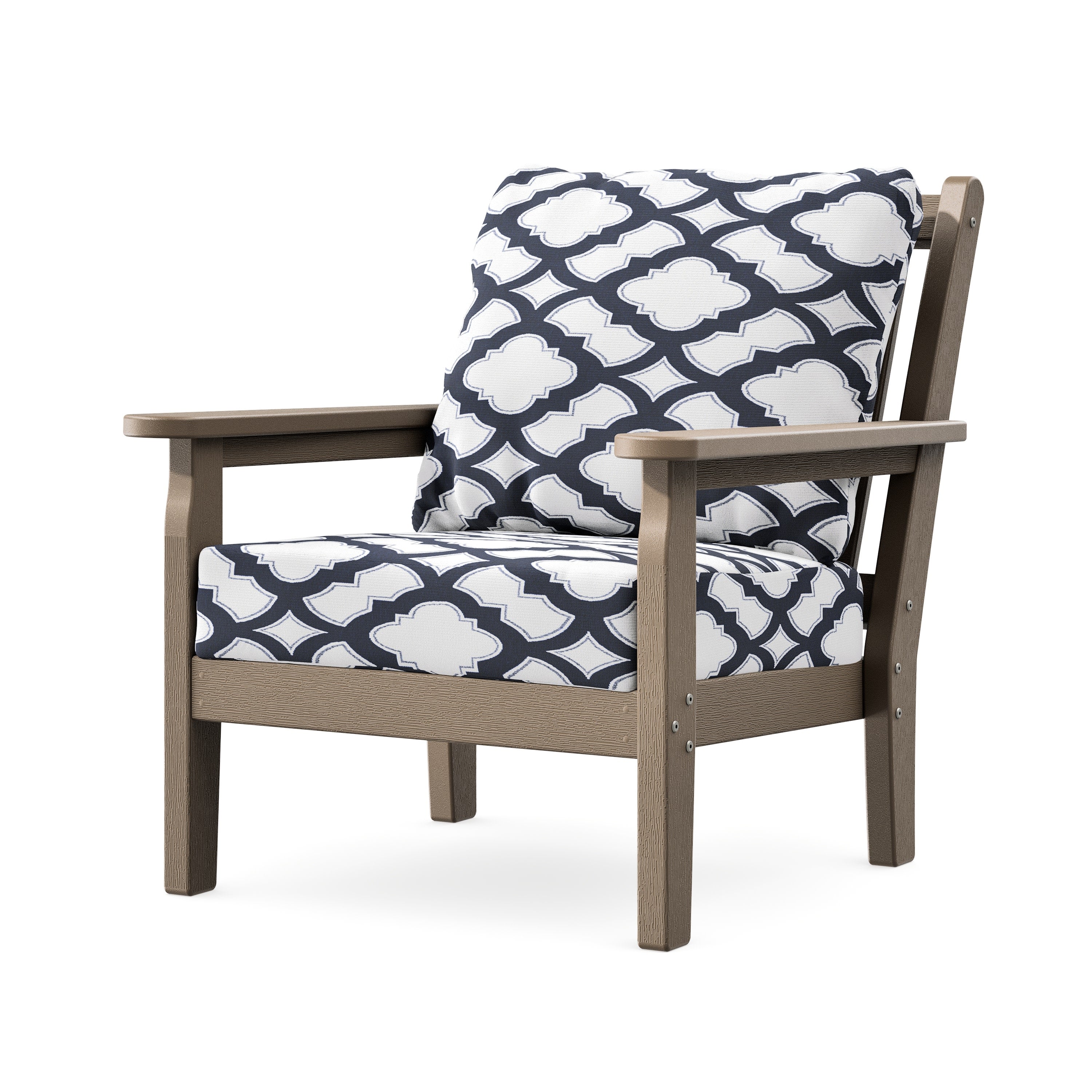 Chippendale Deep Seating Chair in Vintage Sahara / Trellis Navy