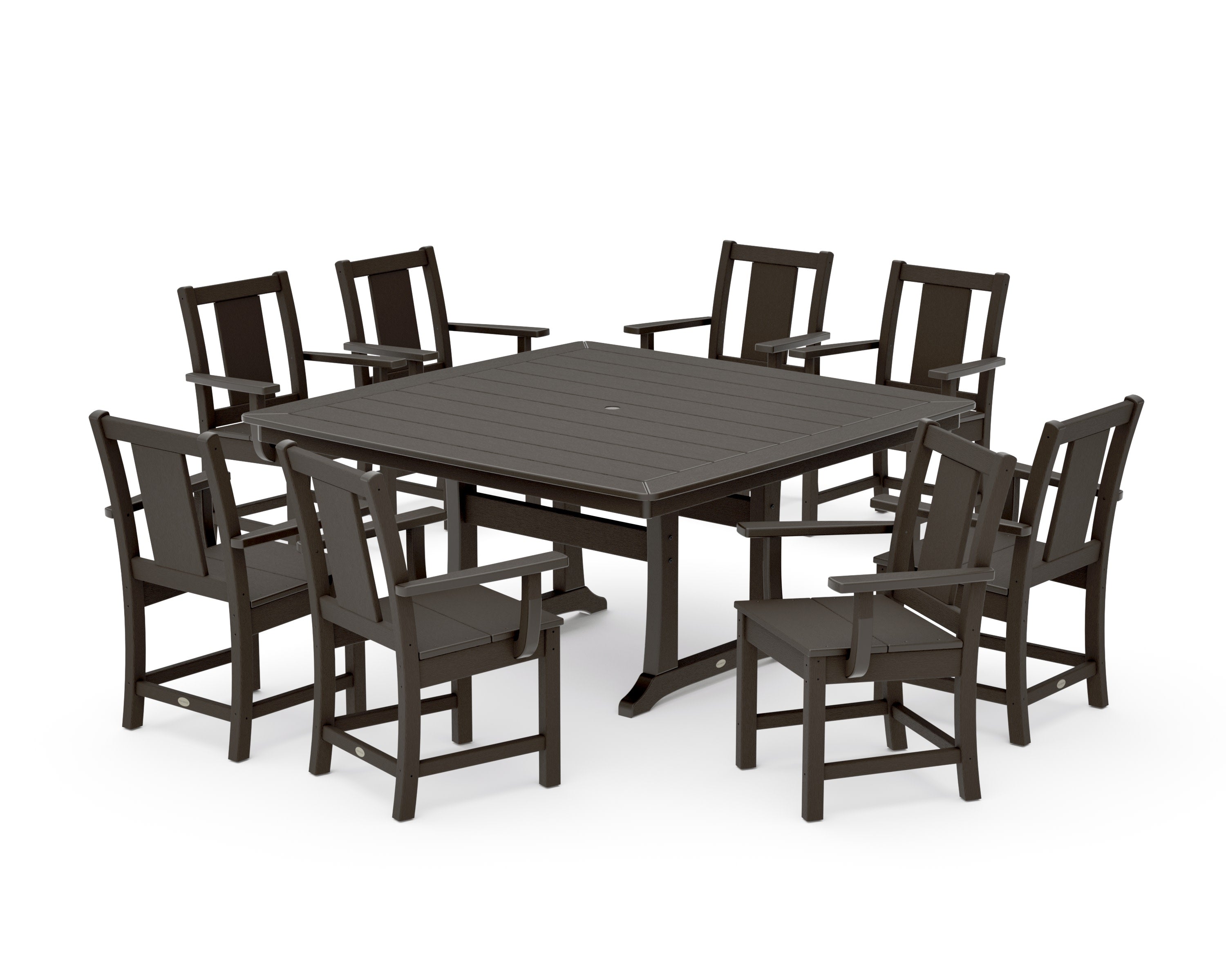Prairie 9-Piece Square Dining Set with Trestle Legs in Vintage Coffee