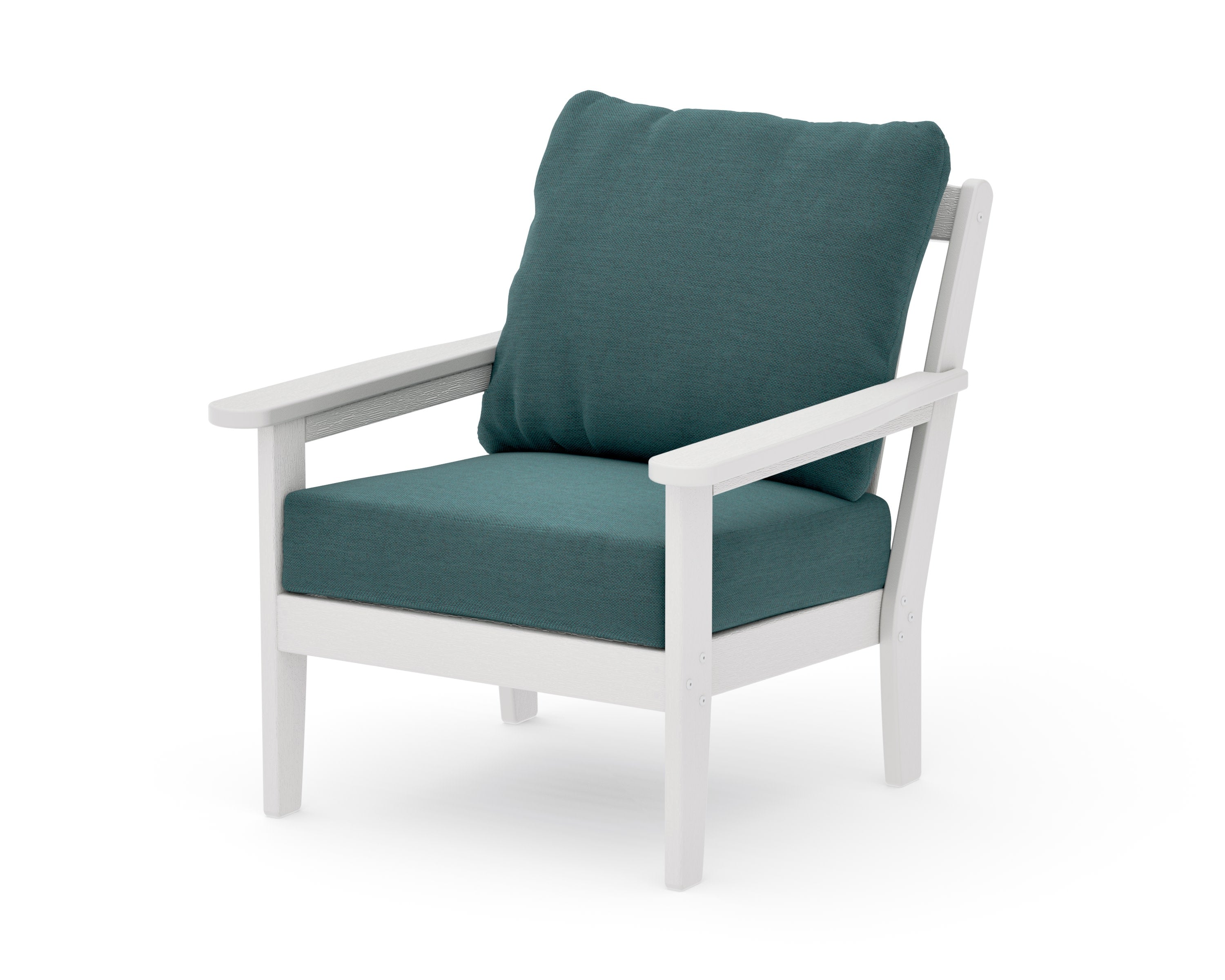 Cottage Deep Seating Chair in Vintage White / Ocean Teal