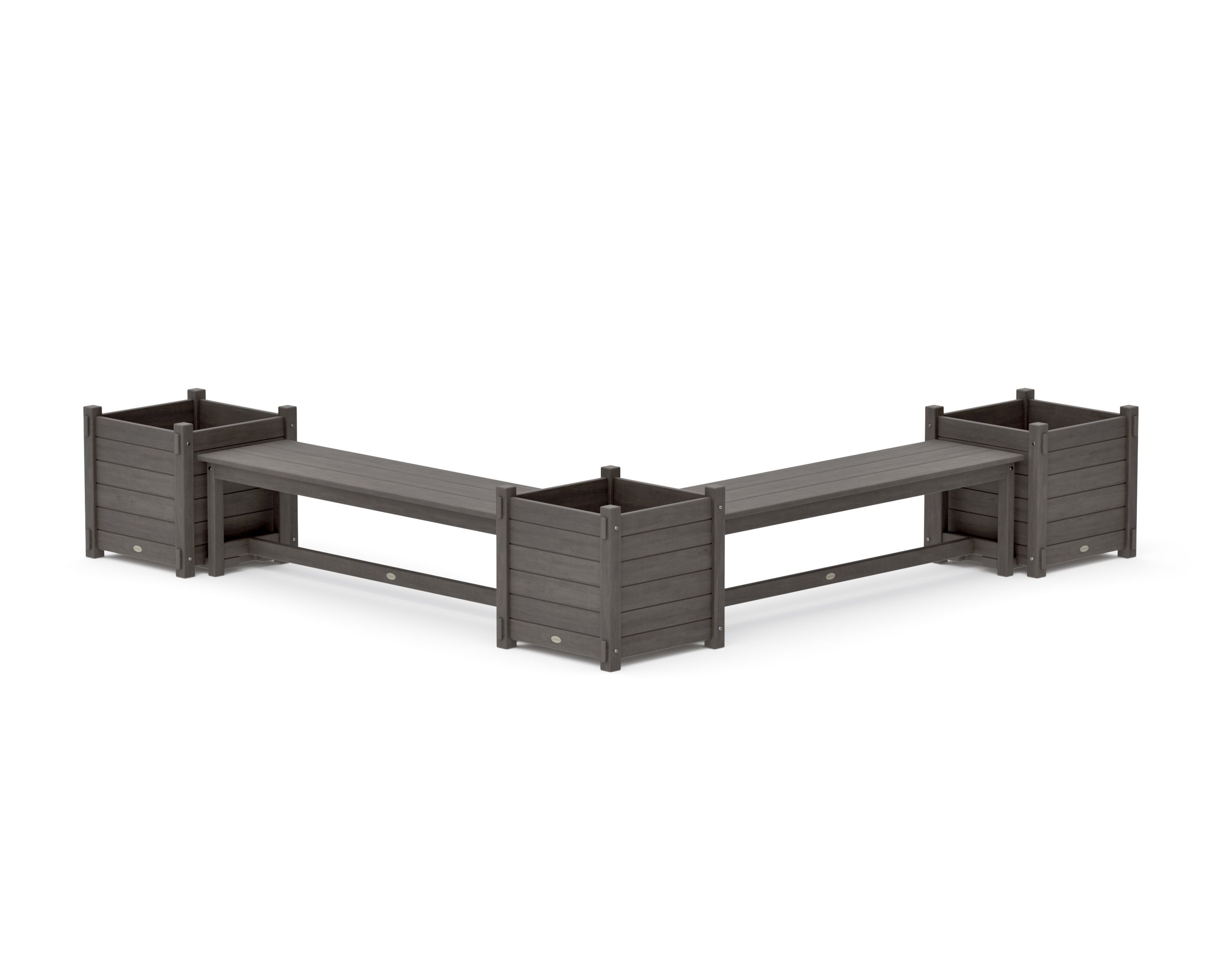 60" Nautical L- Shaped Planter Bench Corner Set - Large in Driftwood