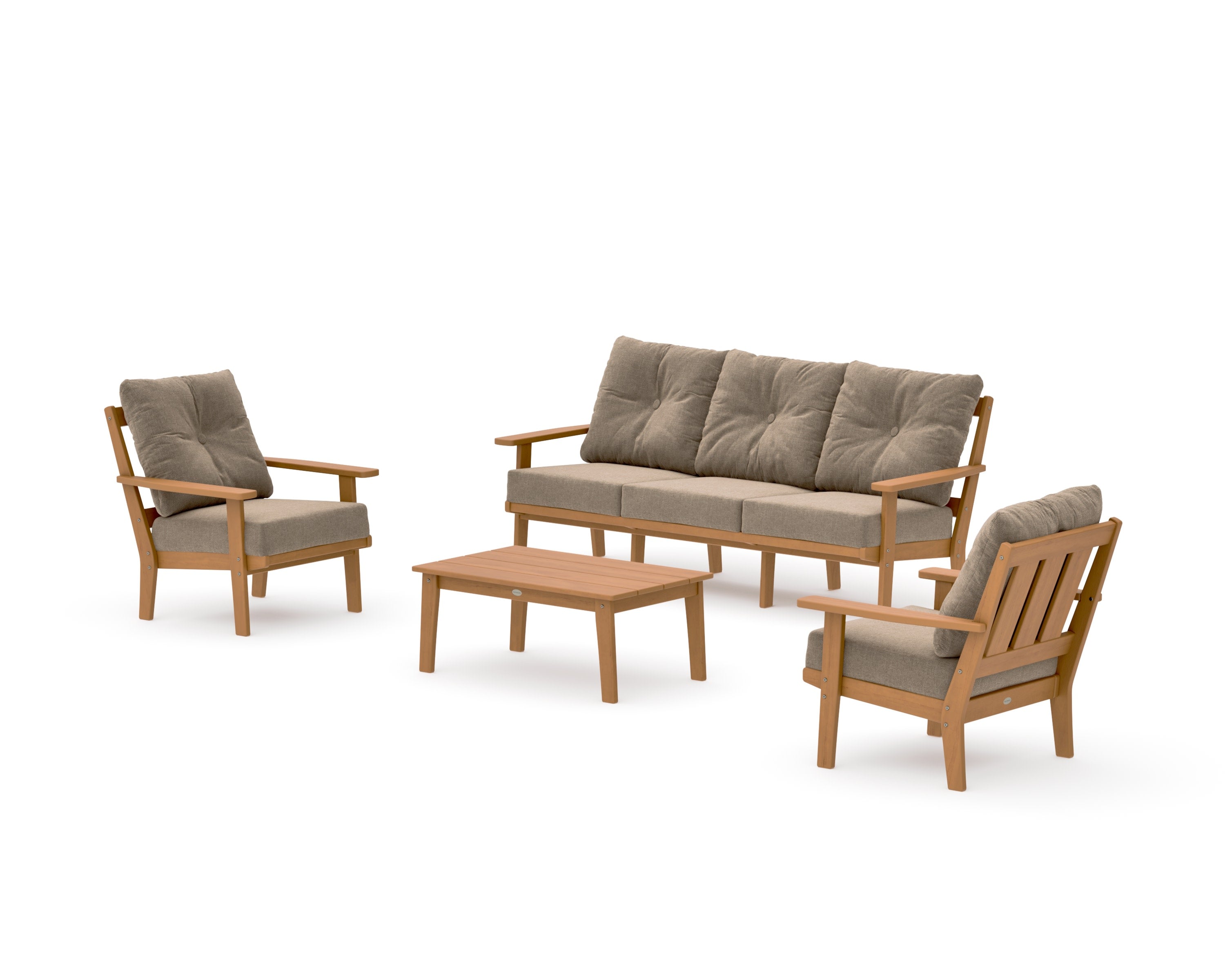 Oxford 4-Piece Deep Seating Set with Sofa in Natural / Spiced Burlap