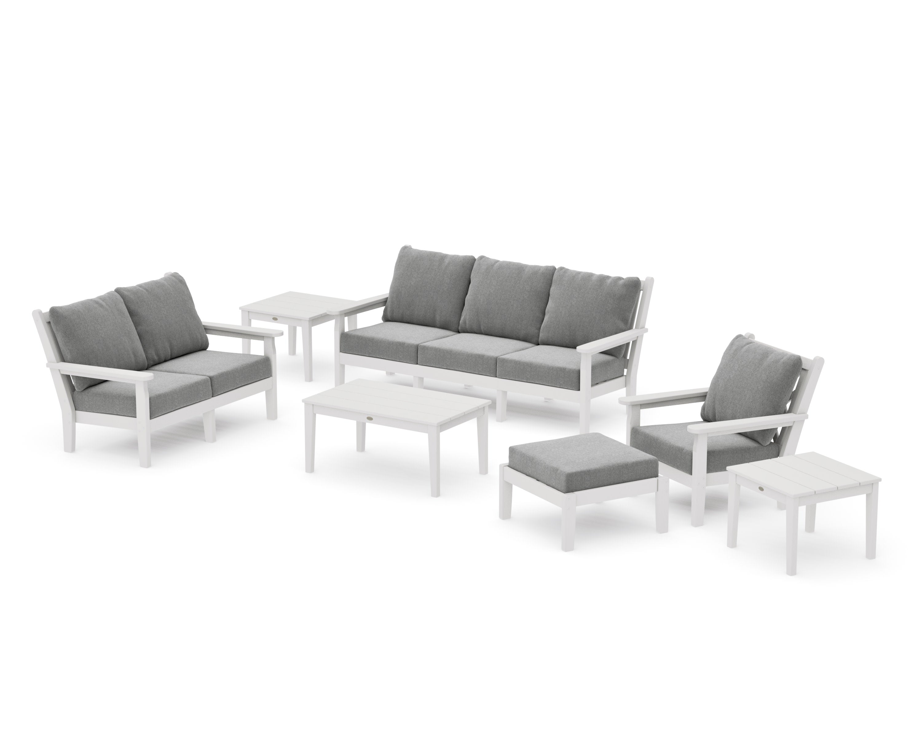 Chippendale 7-Piece Deep Seating Set in Vintage White / Grey Mist