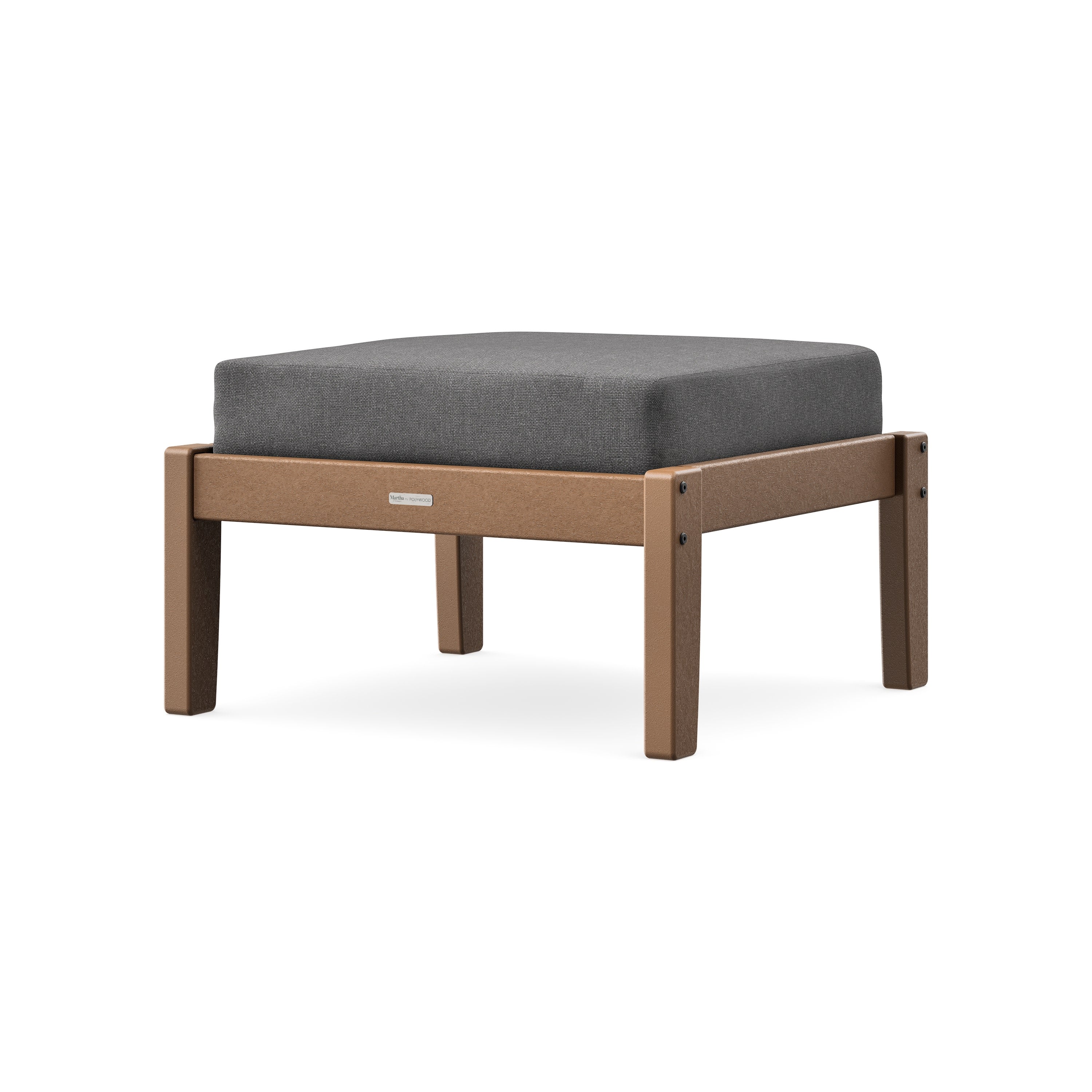 Chinoiserie Deep Seating Ottoman in Teak / Ash Charcoal