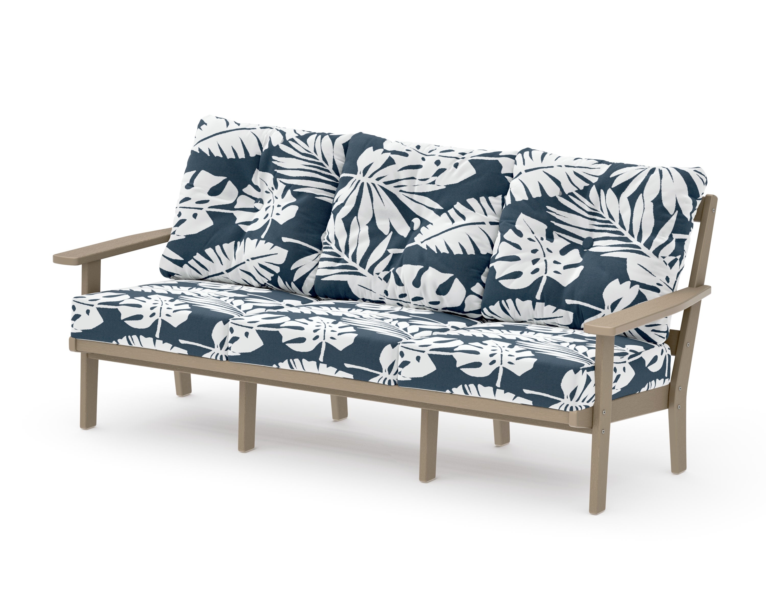 Oxford Deep Seating Sofa in Vintage Sahara / Leaf Marine Indigo