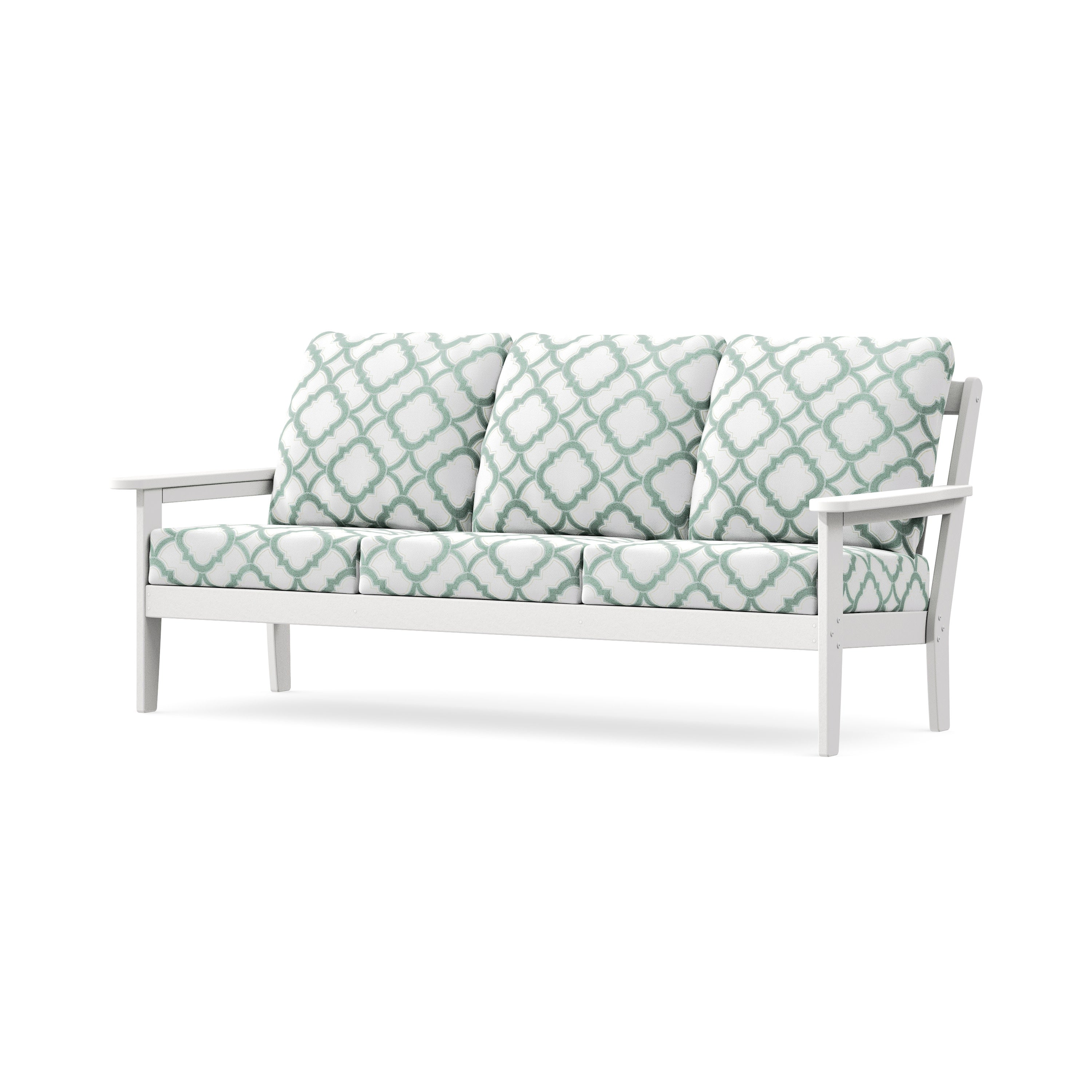 Cottage Deep Seating Sofa in White / Trellis Glacier Spa