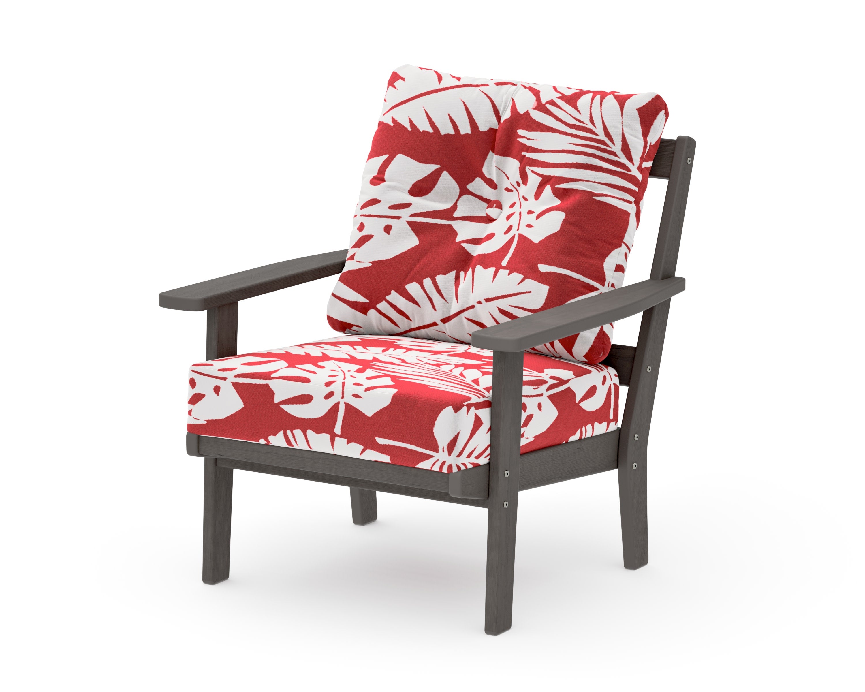 Oxford Deep Seating Chair in Driftwood / Leaf Crimson