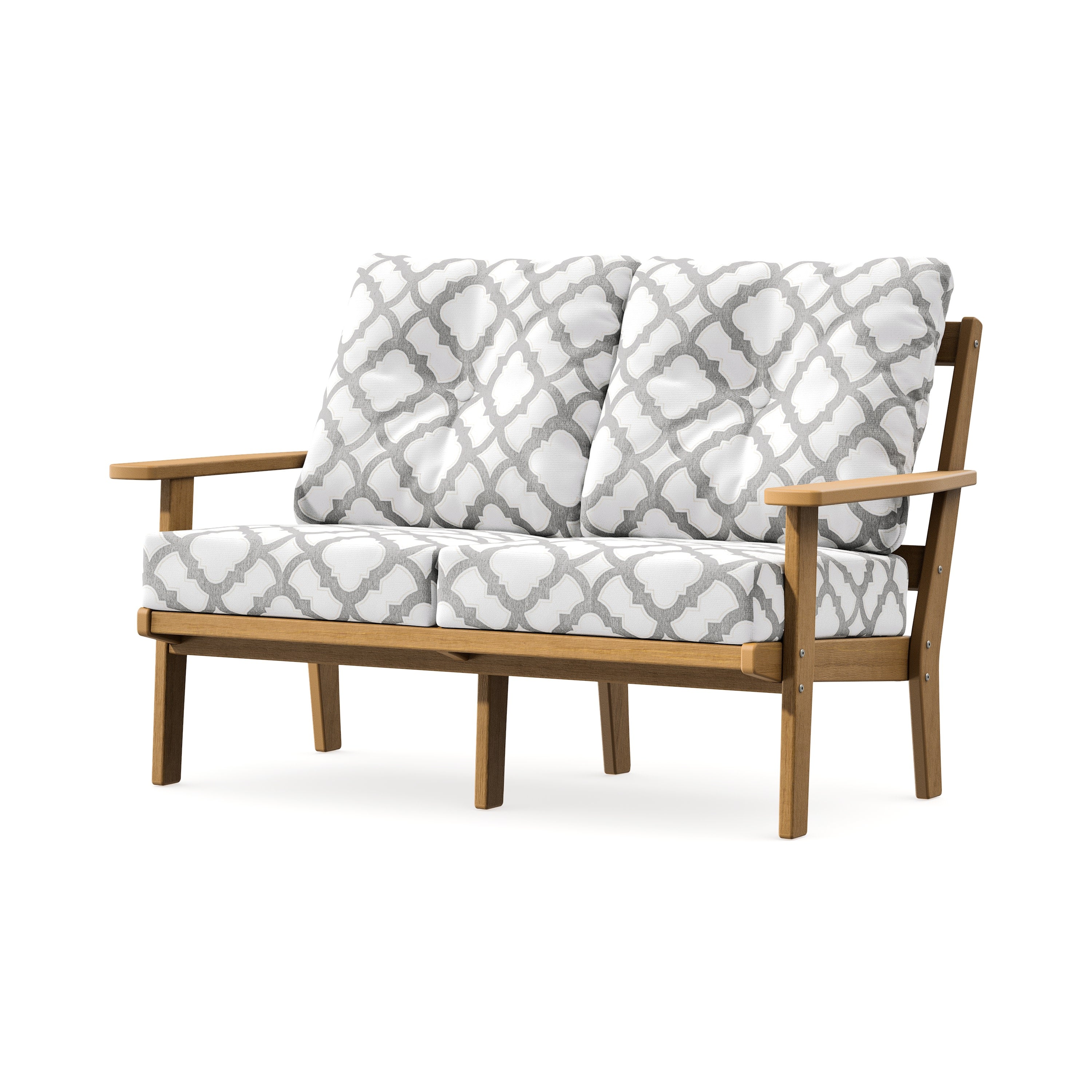 Prairie Deep SeatingLoveseat in Natural / Trellis Grey Mist