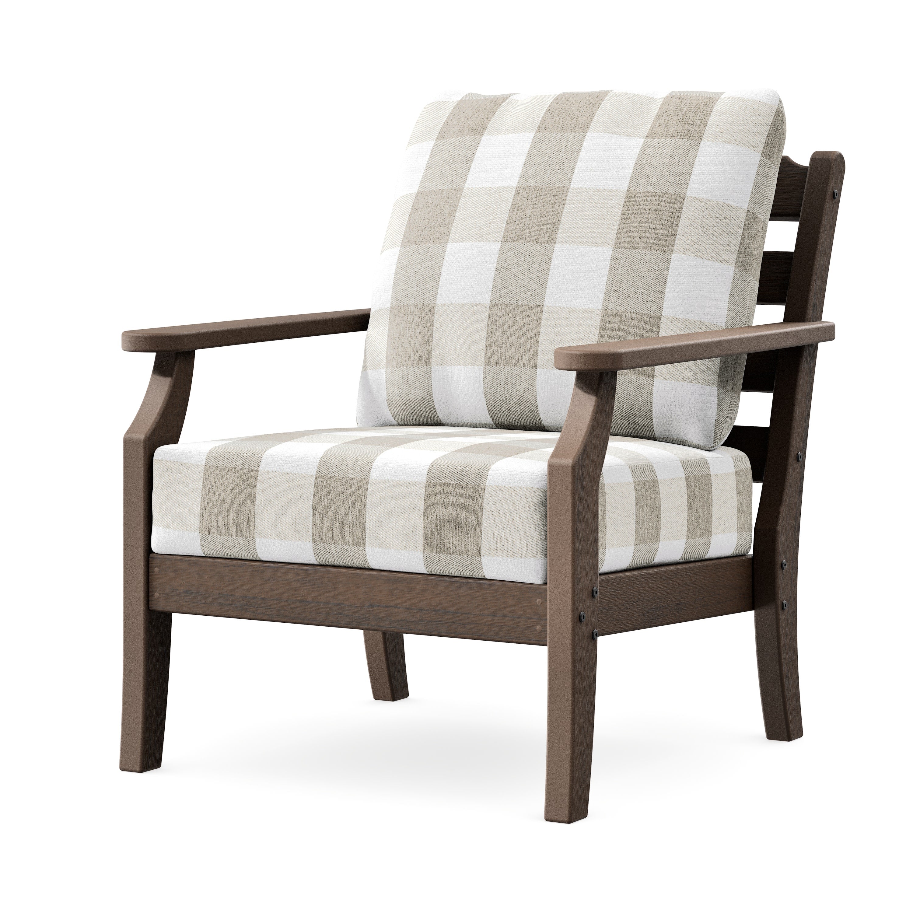 Savannah Deep Seating Chair in Kona / Buffalo Plaid Dune Burlap