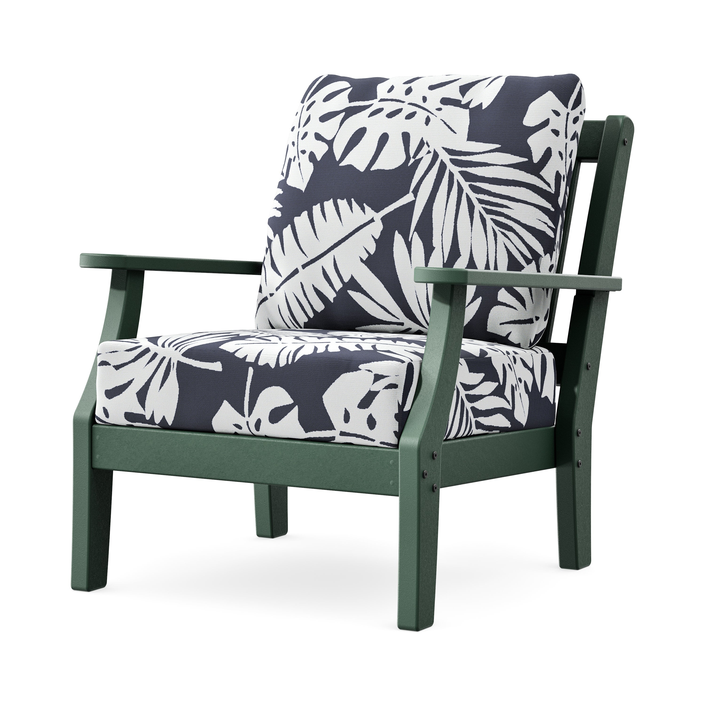 Chinoiserie Deep Seating Chair in Green / Leaf Navy