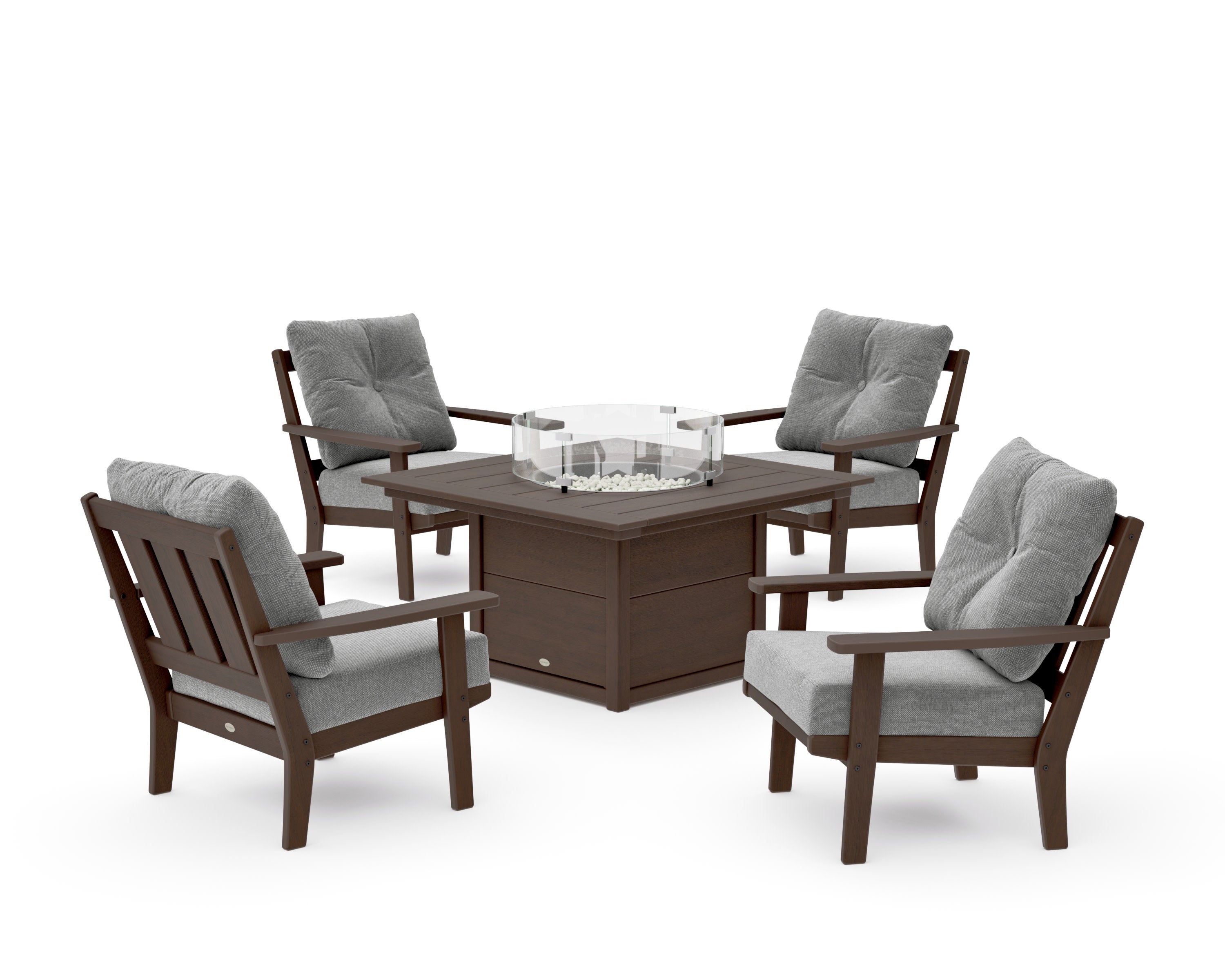 Oxford 5-Piece Deep Seating Set with Fire Pit Table in Kona / Grey Mist