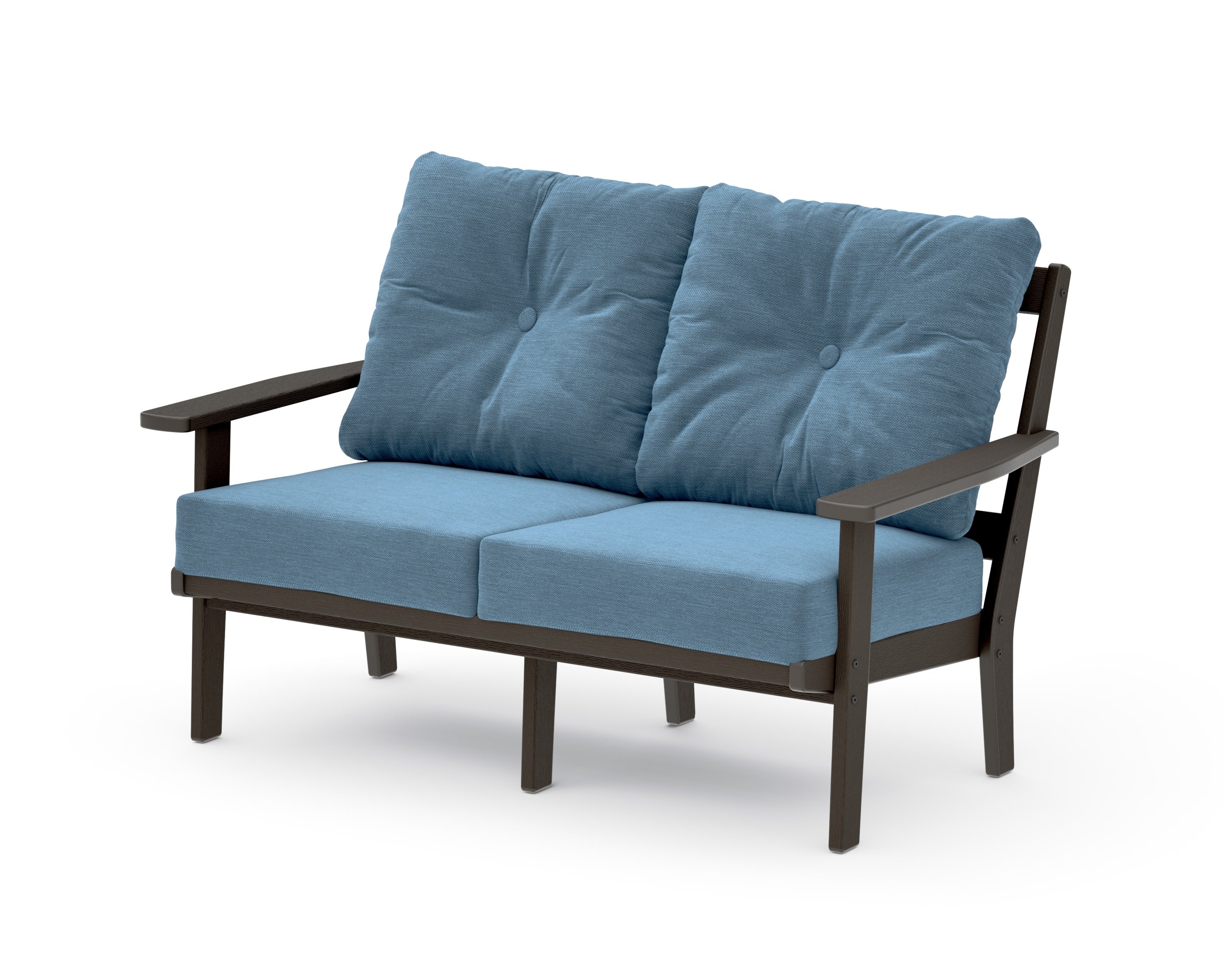 Oxford Deep SeatingLoveseat in Vintage Coffee / Sky Blue