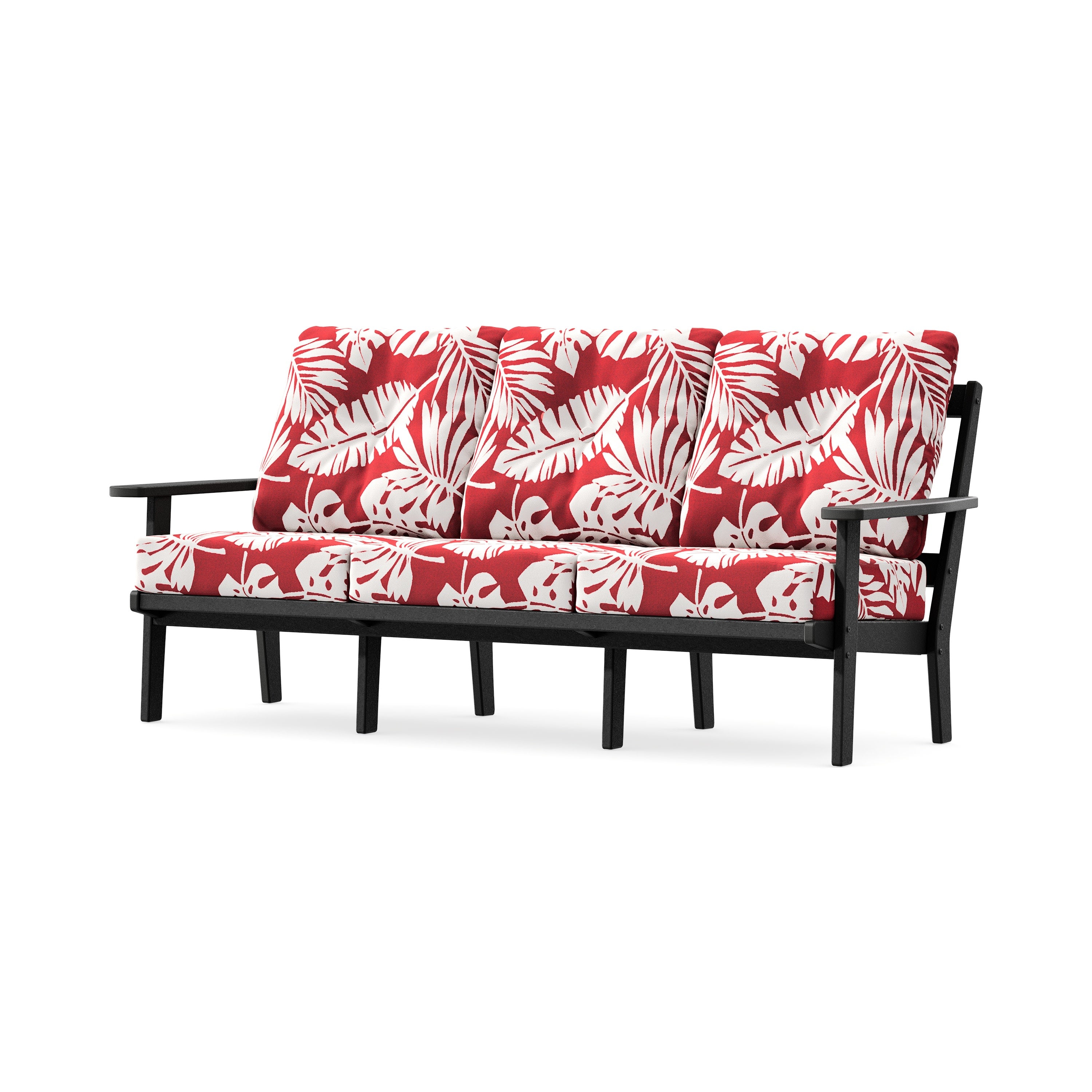 Oxford Deep Seating Sofa in Black / Leaf Crimson