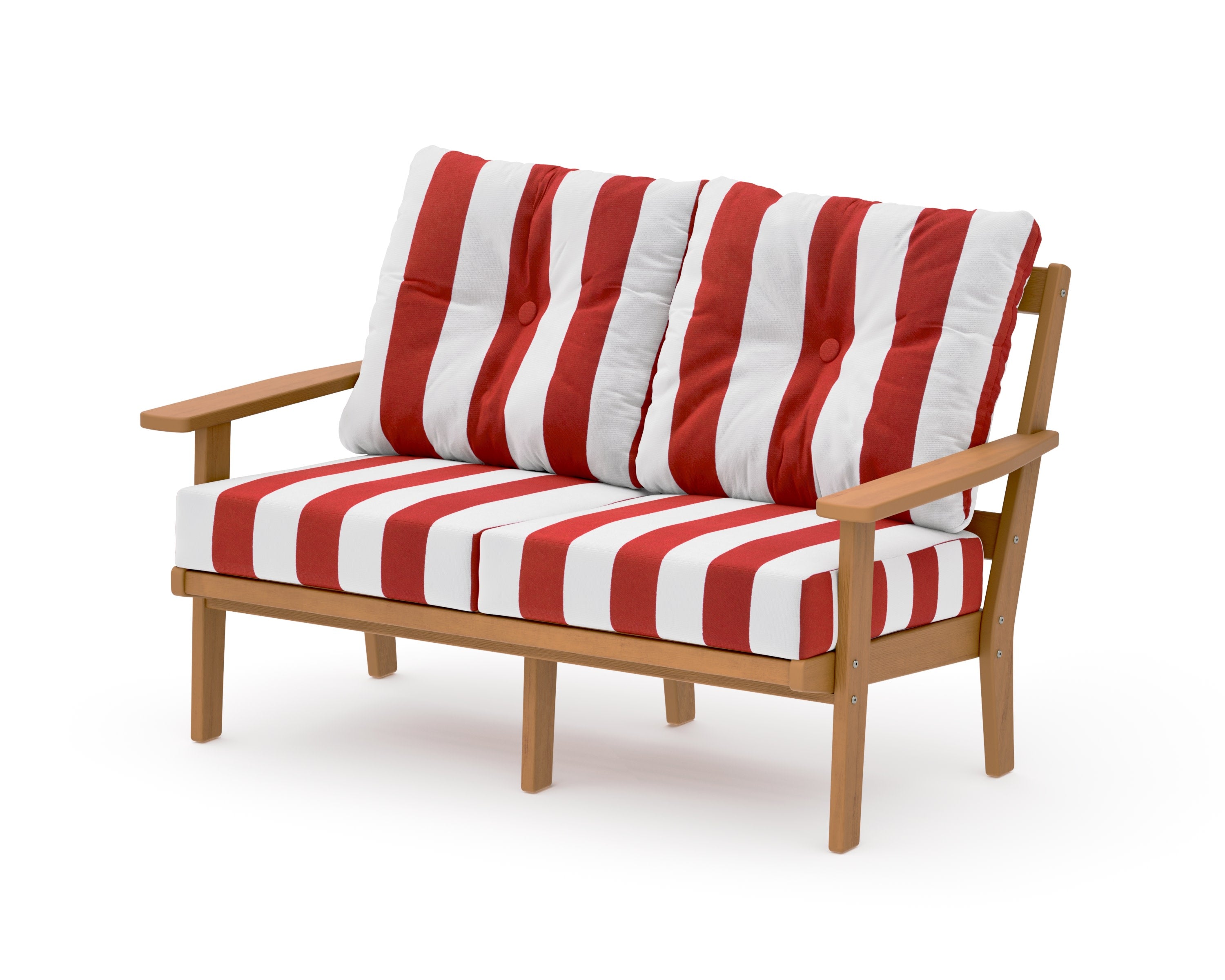 Prairie Deep SeatingLoveseat in Natural / Cabana Stripe Crimson
