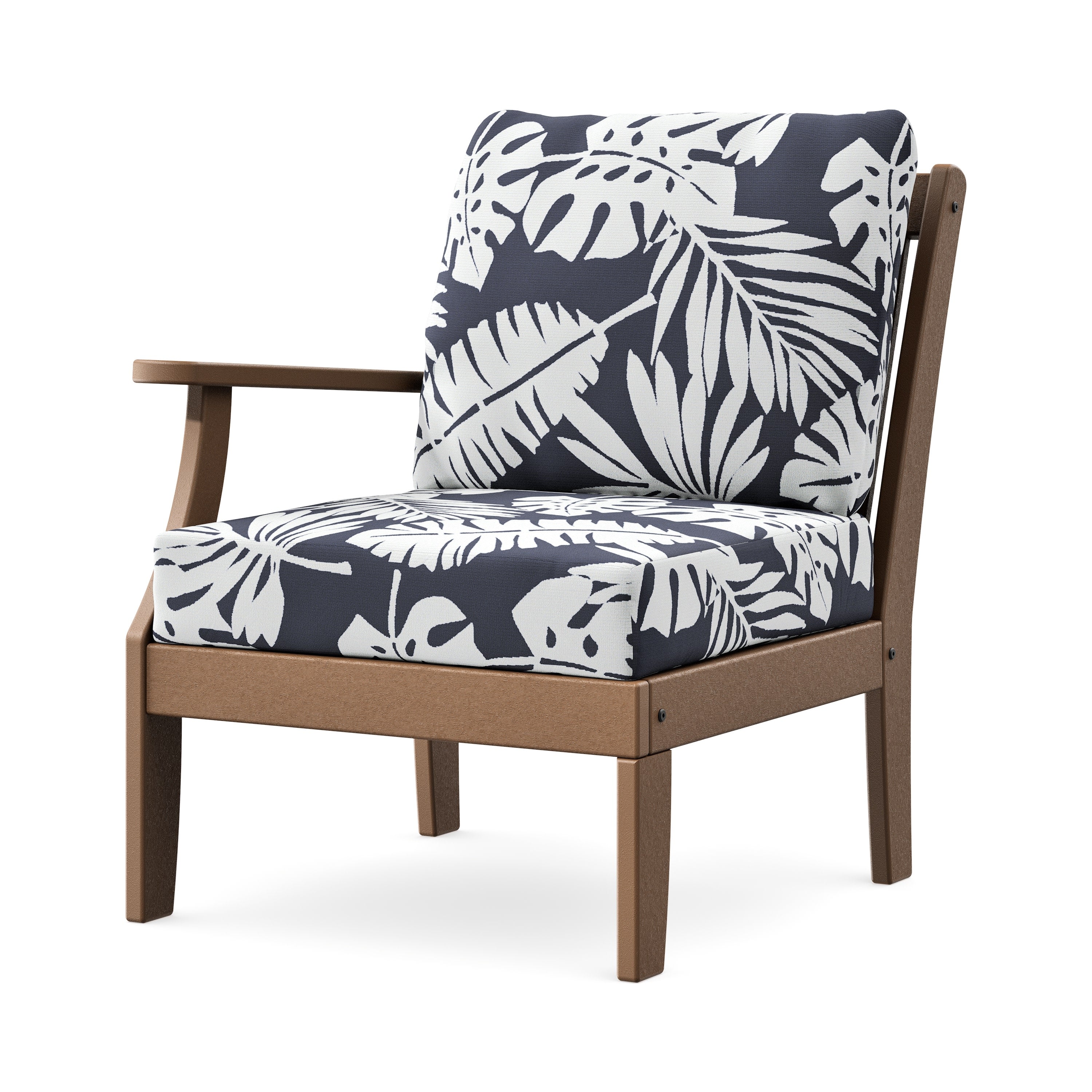 Braxton Modular Left Arm Chair in Teak / Leaf Navy