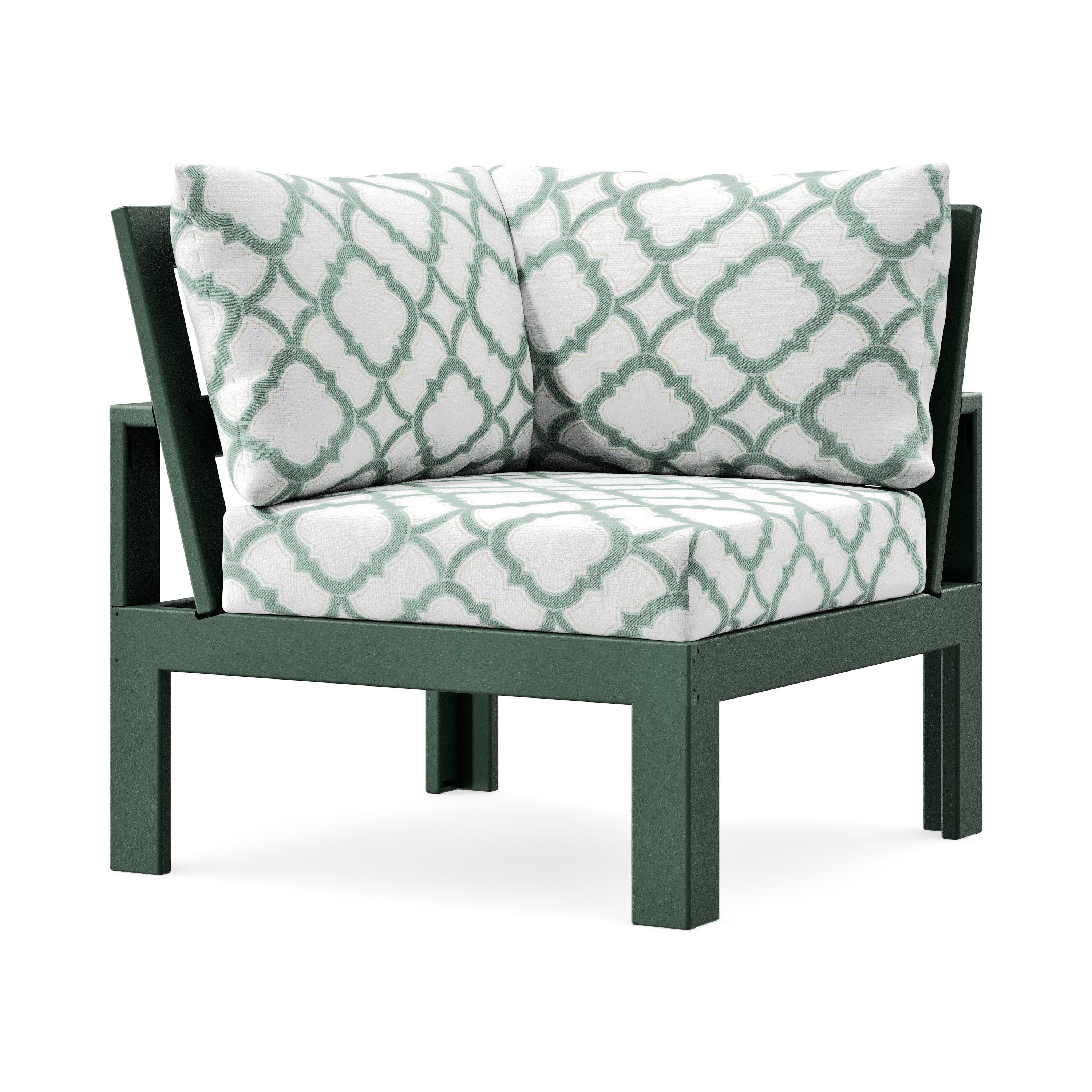 Modular Corner Chair in Green / Trellis Glacier Spa