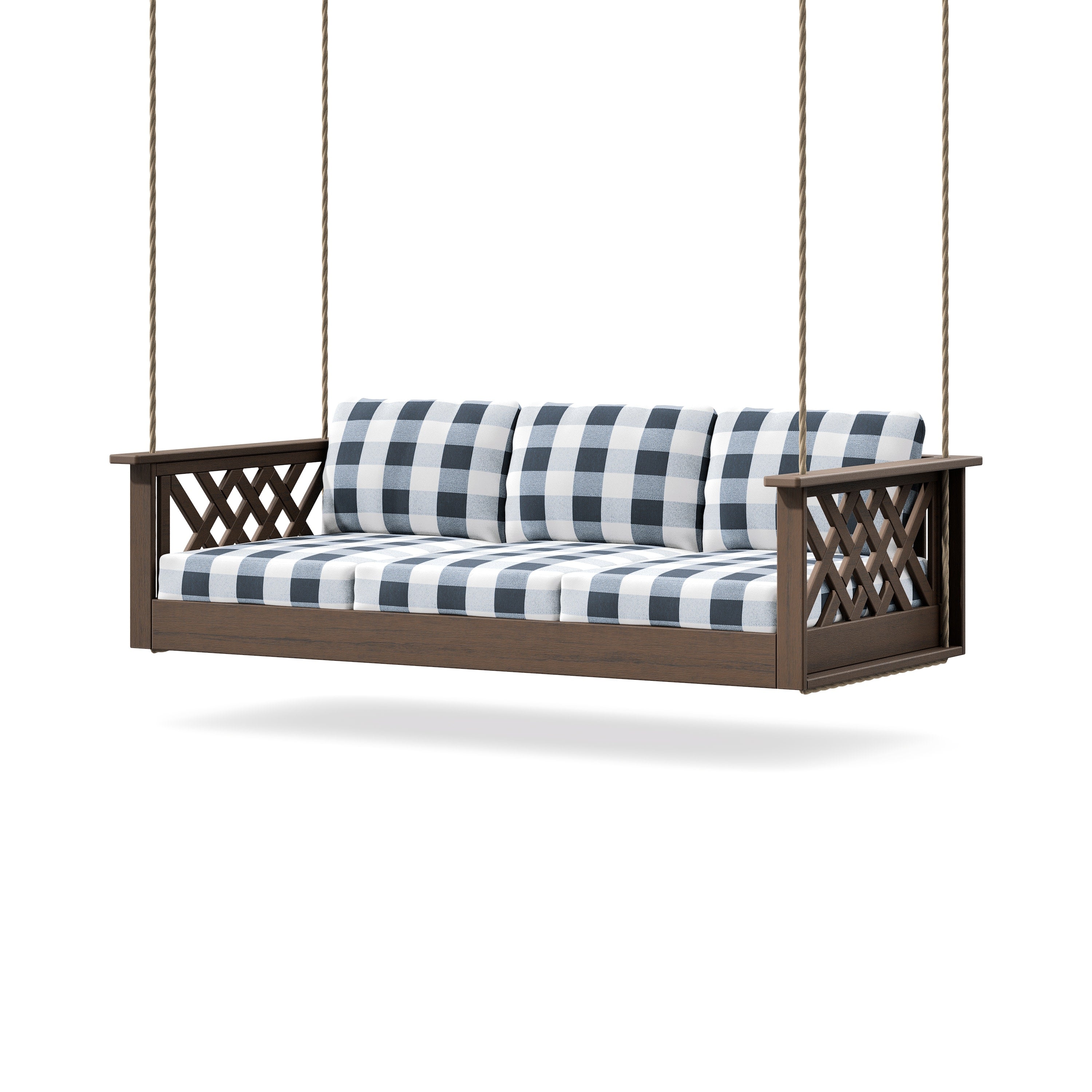 Wovendale Daybed Swing in Kona / Buffalo Plaid Marine Indigo