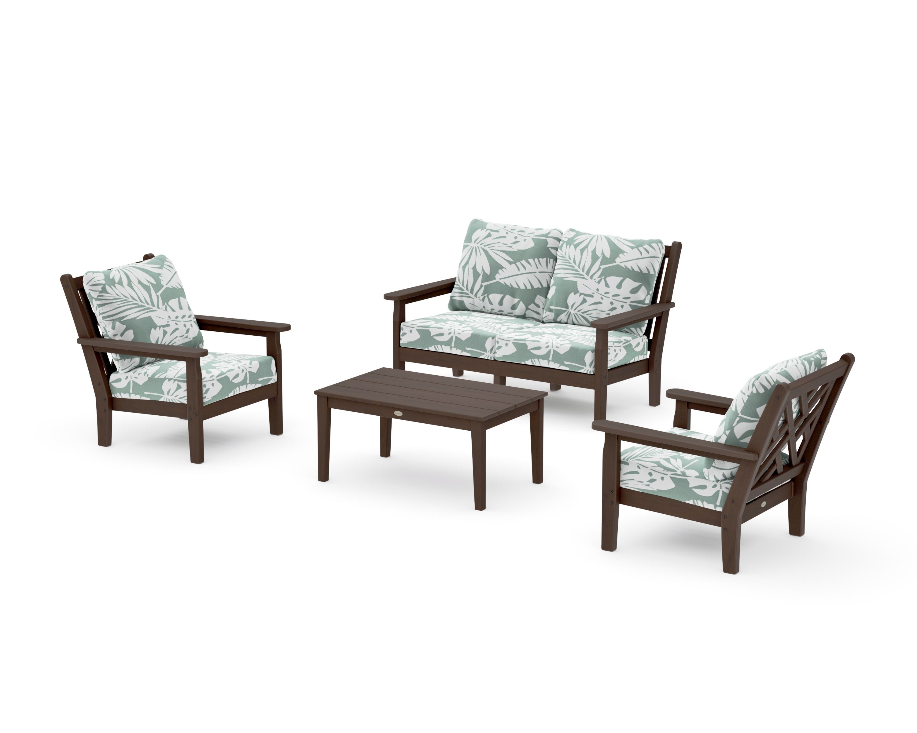 Chippendale 4-Piece Deep Seating Set with Loveseat in Kona / Leaf Glacier Spa