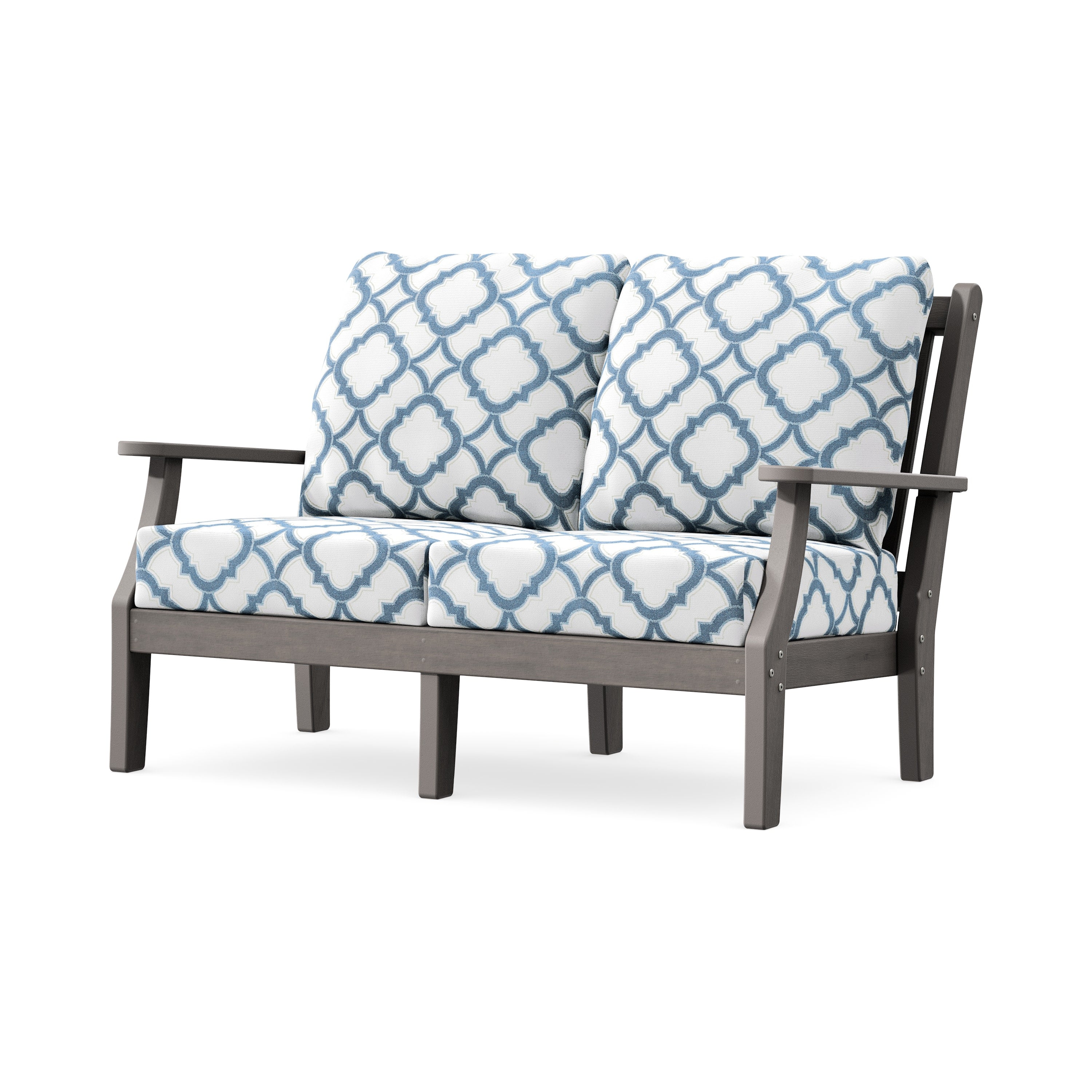 Wovendale Deep Seating Loveseat in Driftwood / Trellis Sky Blue